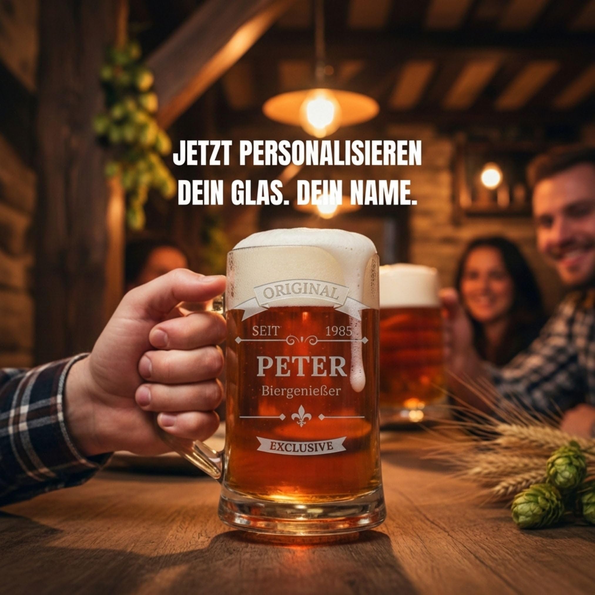 Bierkrug mit Gravur - Personalisierte Geschenke Männer - Geschenke für Sie & Ihn - Bierglas Geschenkidee für Herren, Freunde Vatertag - Geburtstagsgeschenk Bierfreunde Prost!