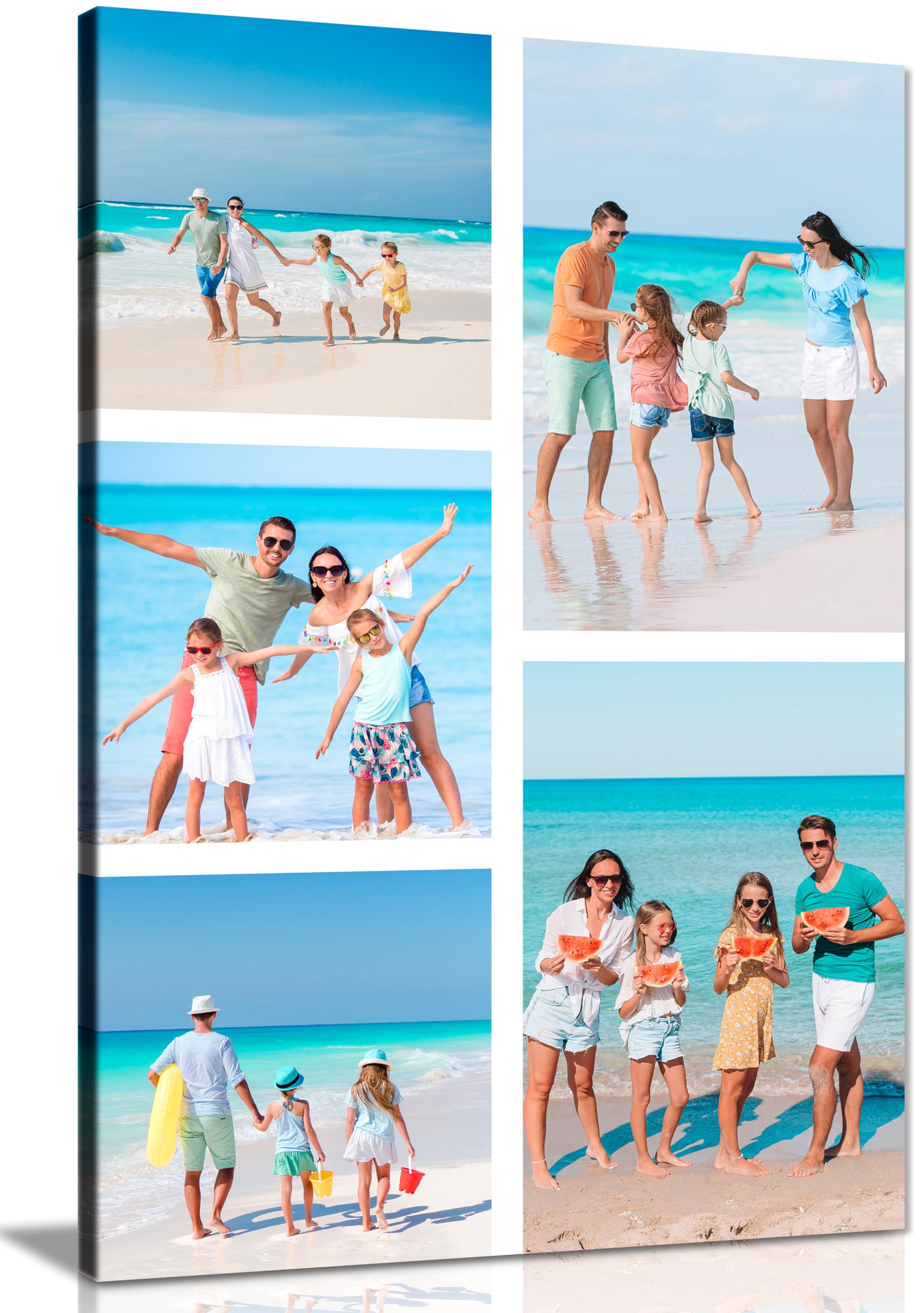 5 Photo Collage Portrait Personalised Canvas Print – Custom Photo Collage Wall Art – Multiple Sizes via “Customise Now” – Custom Printed Gift for Home & Occasions