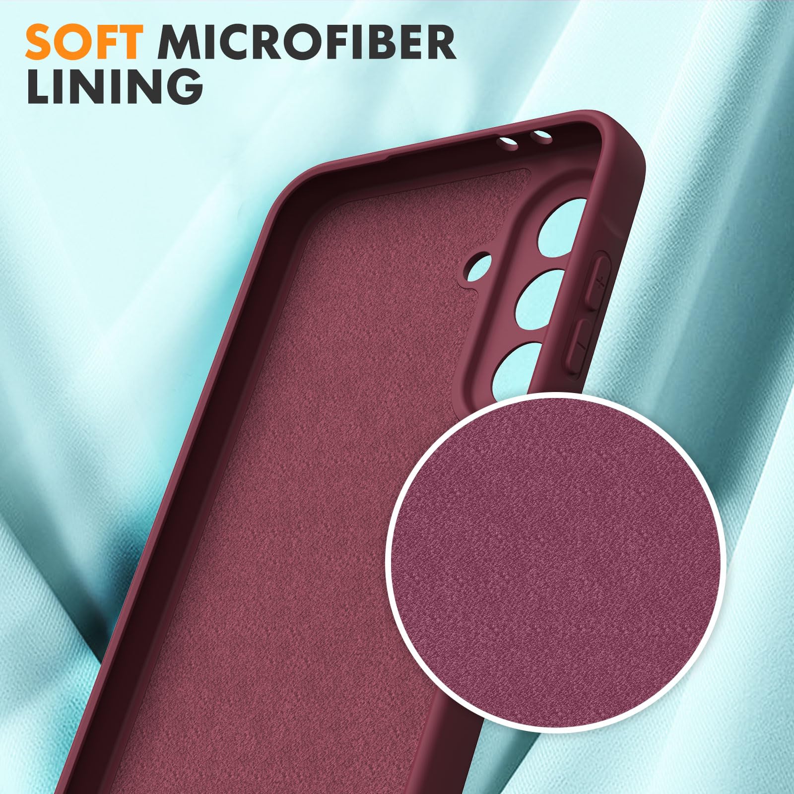 Vansdon Cover Compatibile con Samsung Galaxy A56 5G, 2 Pellicola Protettiva in Vetro Temperato, Gomma Gel di Silicone Liquida Antiurto Custodia - Bordeaux