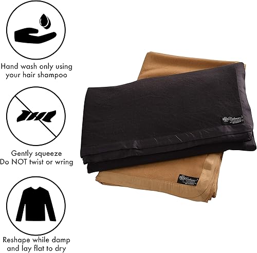 Miniatura 7 de Cashmere Boutique Manta individual de cachemira 100% pura en 4 capas (color marrón camello, tamaño 60 x 90 pulgadas)