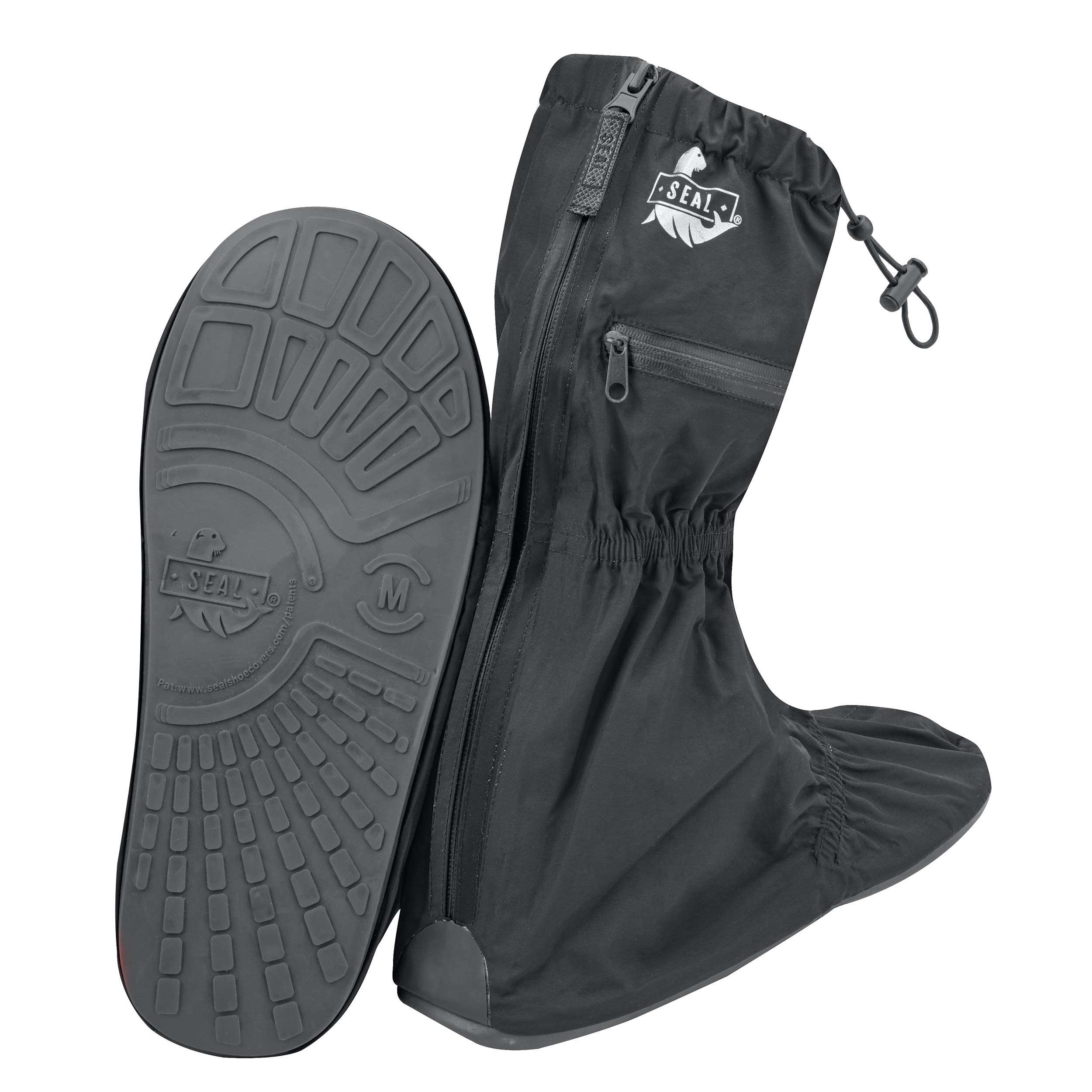 SEAL Waterproof Shoe Covers, Reusable Rain Shoe Covers with Slip Resistant Sole & Zipper for Men, Women & Kids