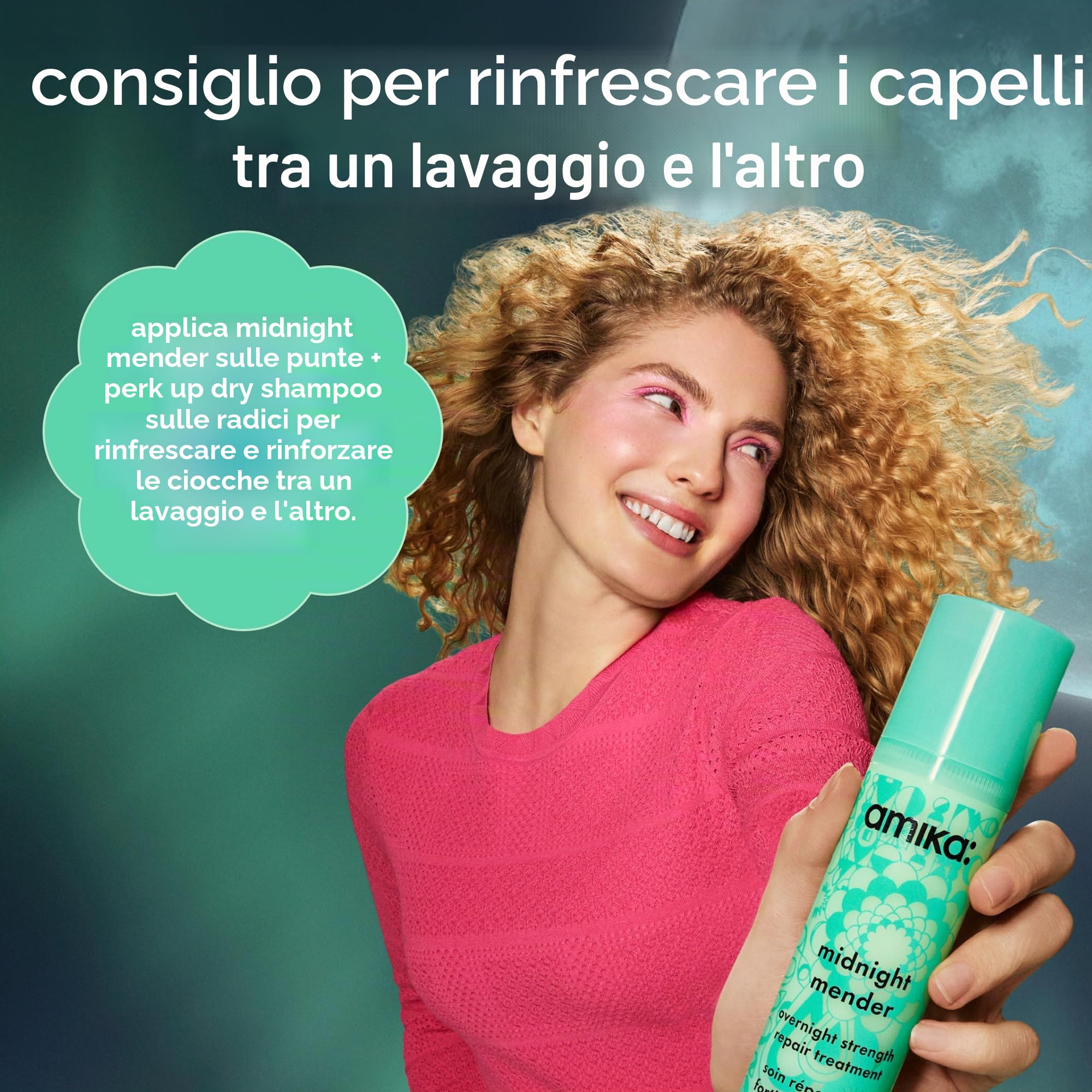 amika Midnight Mender Strength Repair Maschera per capelli durante la notte - Balsamo senza risciacquo + trattamento con doppie punte per ciocche danneggiate e fragili - Ripara la cura dei capelli per