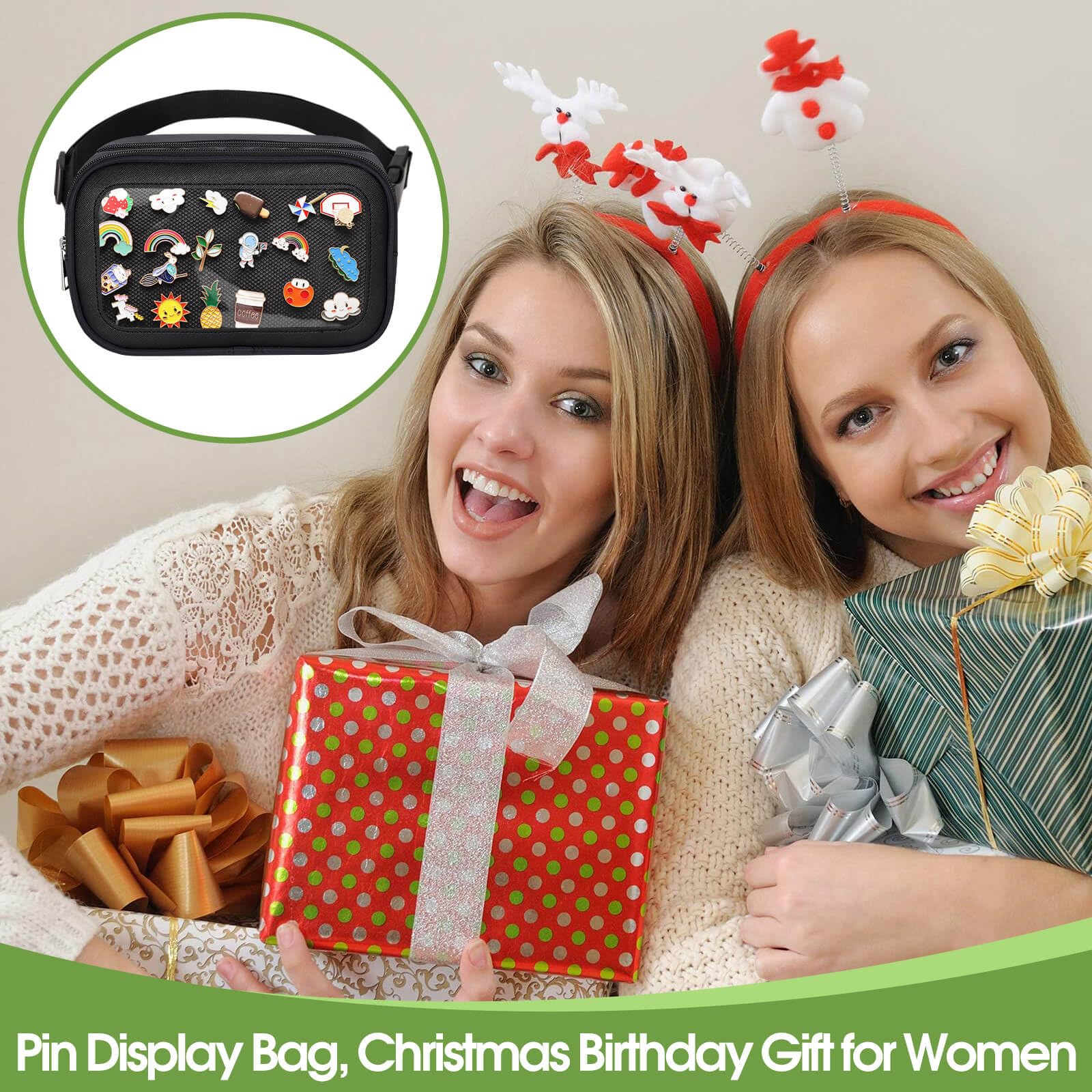 Ita Bag - Cangurera de almacenamiento, bolsa cruzada para mujeres y niñas, regalos para mujeres, niñas, bolsa de exhibición de pines para alfileres deportivos, pasadores conmemorativos, broches de 5