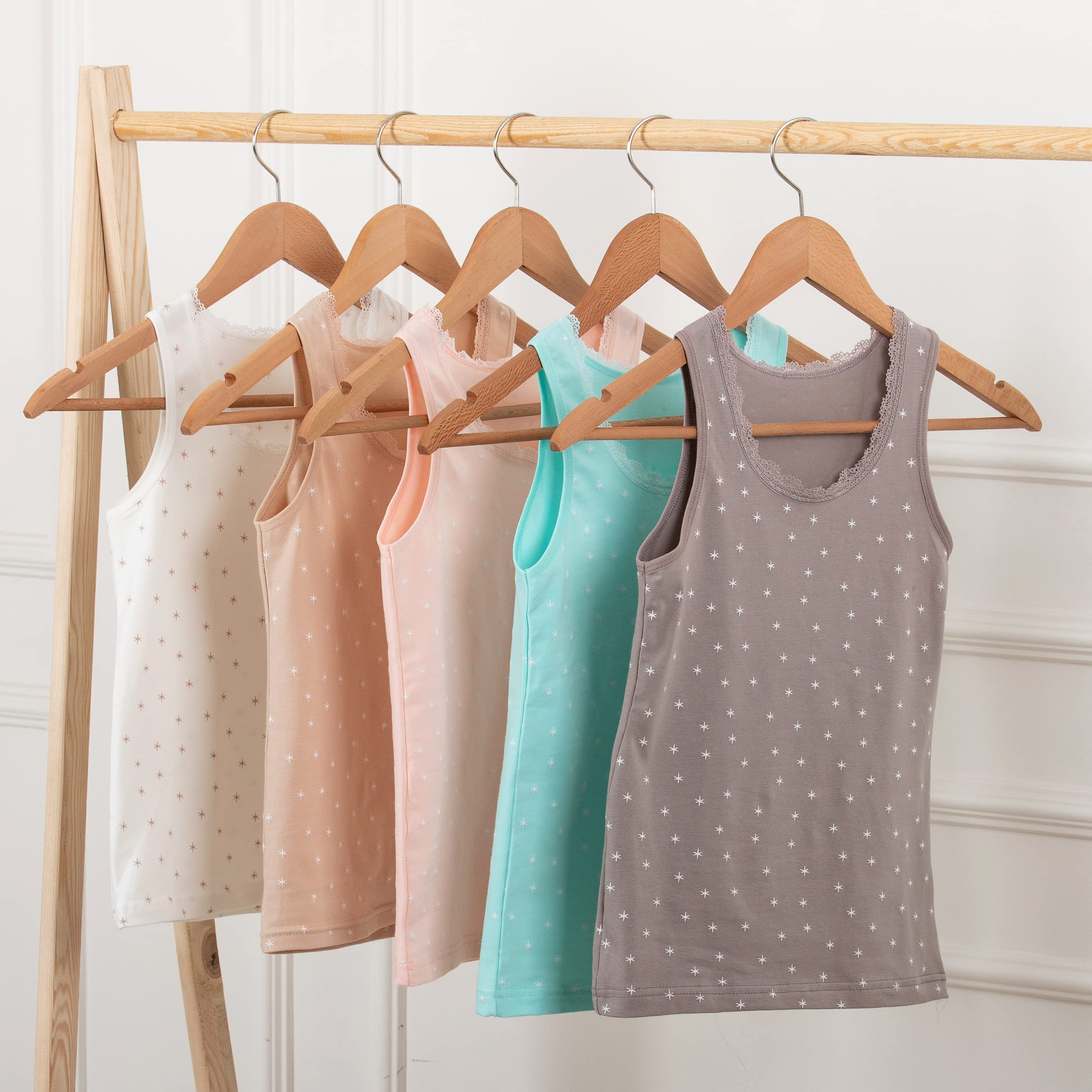 LOREZA® 5 Filles Maillot de Corps en Coton Débardeur Enfants sous-vêtements 2-15 Anni