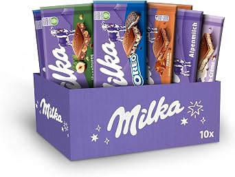 Milka Selection Gift Box Assorted Alpine Chocolate Bars, 90 g 10-Pack