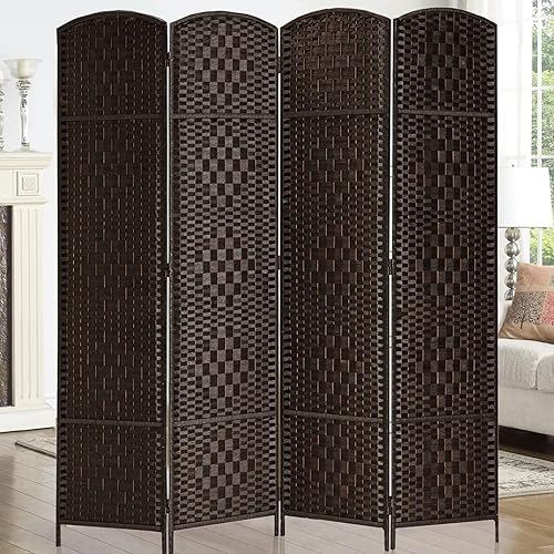 Miniatura 3 de 6 pies de alto, 16 pulgadas de ancho, divisor de habitación de fibra de tejido de diamante, divisor de habitación independiente, 4 paneles, pantalla