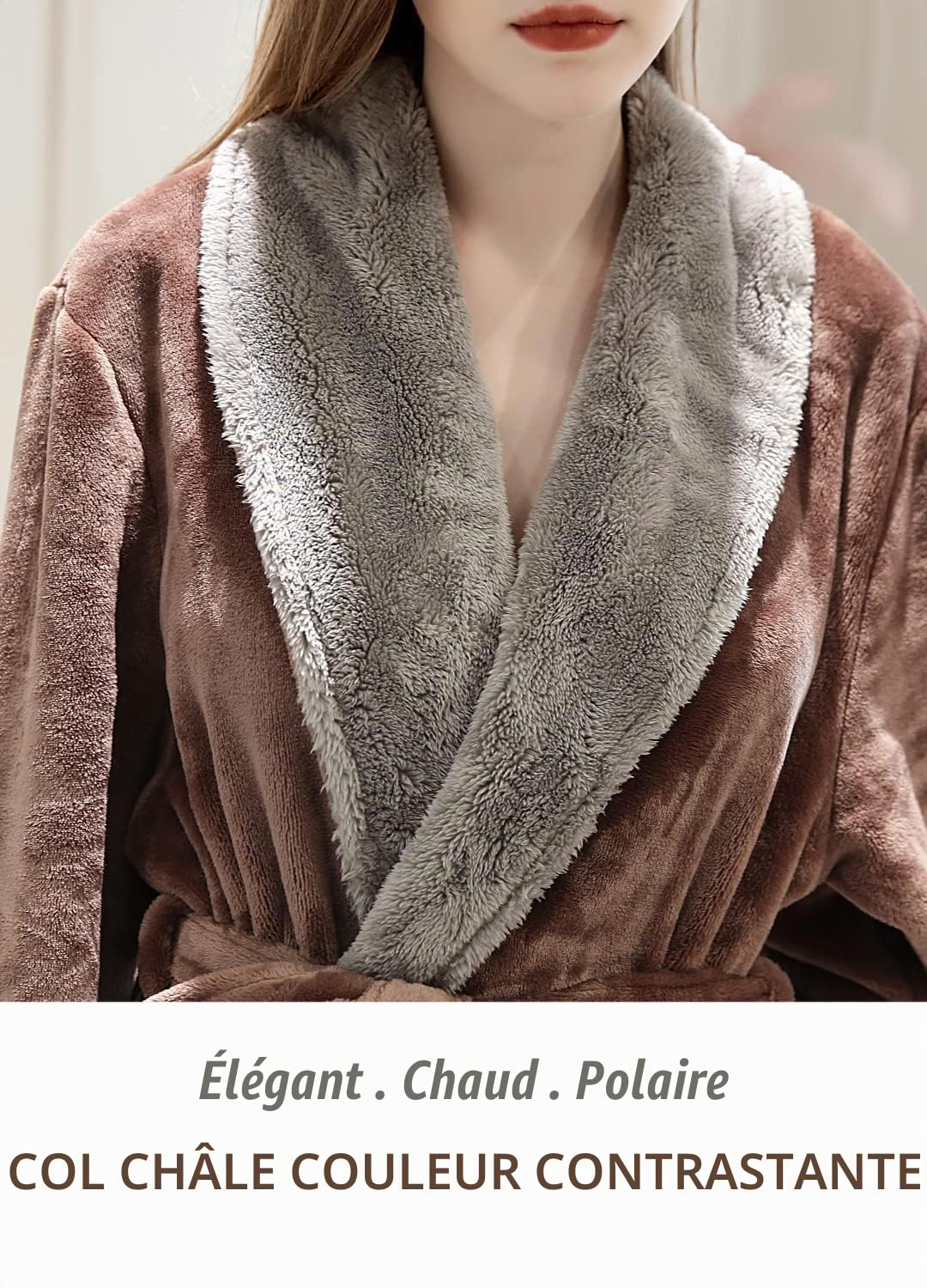 CaiDieNu Robe De Chambre Femme Polaire Longue Peignoir Robe d interieur Hiver Chaude Doux Microfibre Flanelle