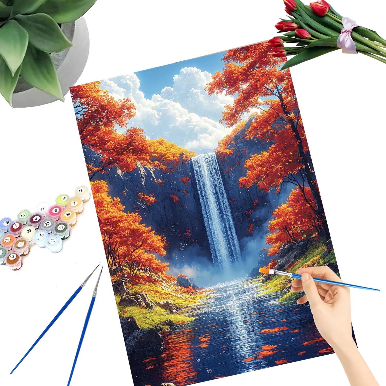 Pintar por Numeros Adultos pintar por numeros niños manualidades niños 10 años, DIY Pintar por Números de Pincel y Pintura acrílica Decoraciones para el Hogar Manualidades, sin Marco 60x80cm C-32