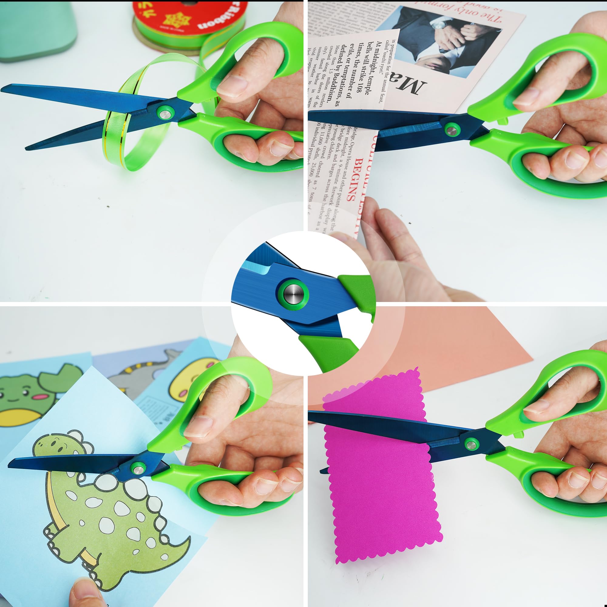 Asdirne Allzweckschere 4er-Set – Teflon Beschichtet, Ergonomisch, Für Basteln, Büro & Schule