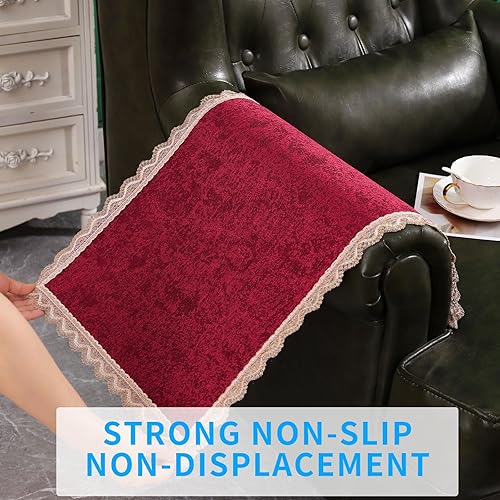 Miniatura 4 de MINJIATEX Juego de 2 fundas para brazos de sofá, fundas de encaje antideslizante para reposabrazos de sofá, fundas lavables para sala de estar,