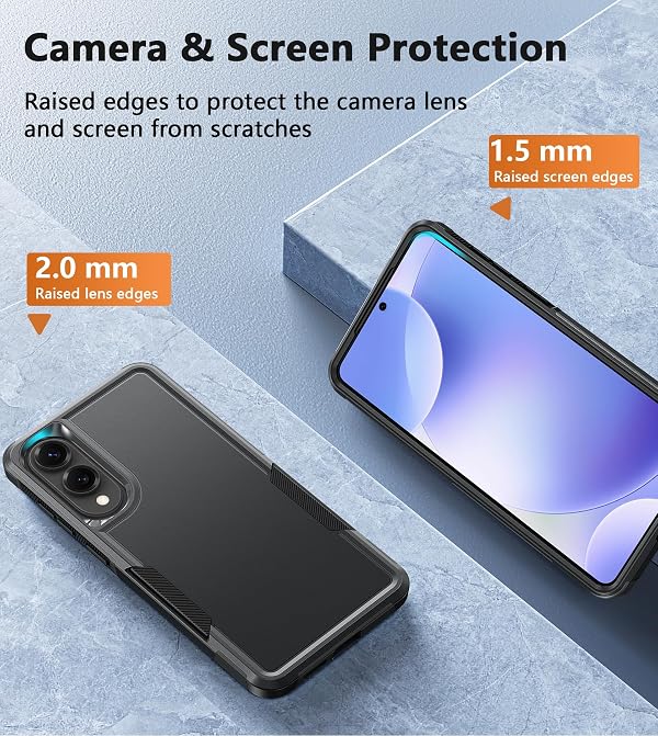 FNTCASE for Samsung Galaxy S25-Edge Case: Dual Layer Shockproof Protective Cell Phone Cover | Military Grade Drop Proof Protection | Hybrid Matte Textured Rugged Hard Phonecase,6.7inch(Black) by FNTCASE - Image 4