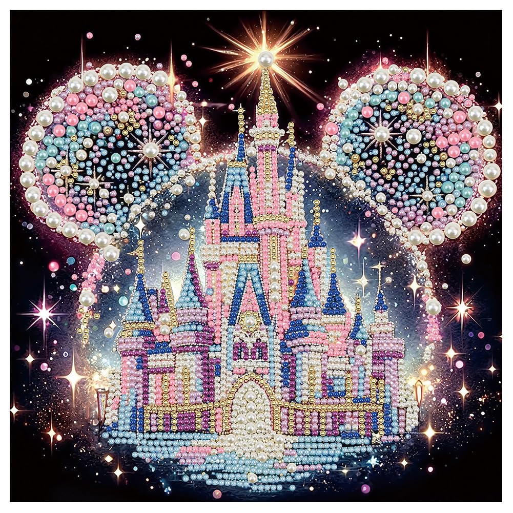 DIADAY Castle Pearl Diamond Painting Kit for Adults, 3D Diamond Art 30x30cm