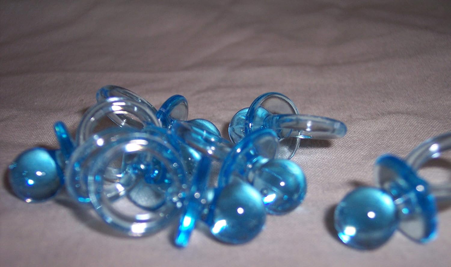 Blue Plastic Baby Pacifier Favors Medium Size 1-5/8 Inch Baby Shower Decoration (144 Pieces)