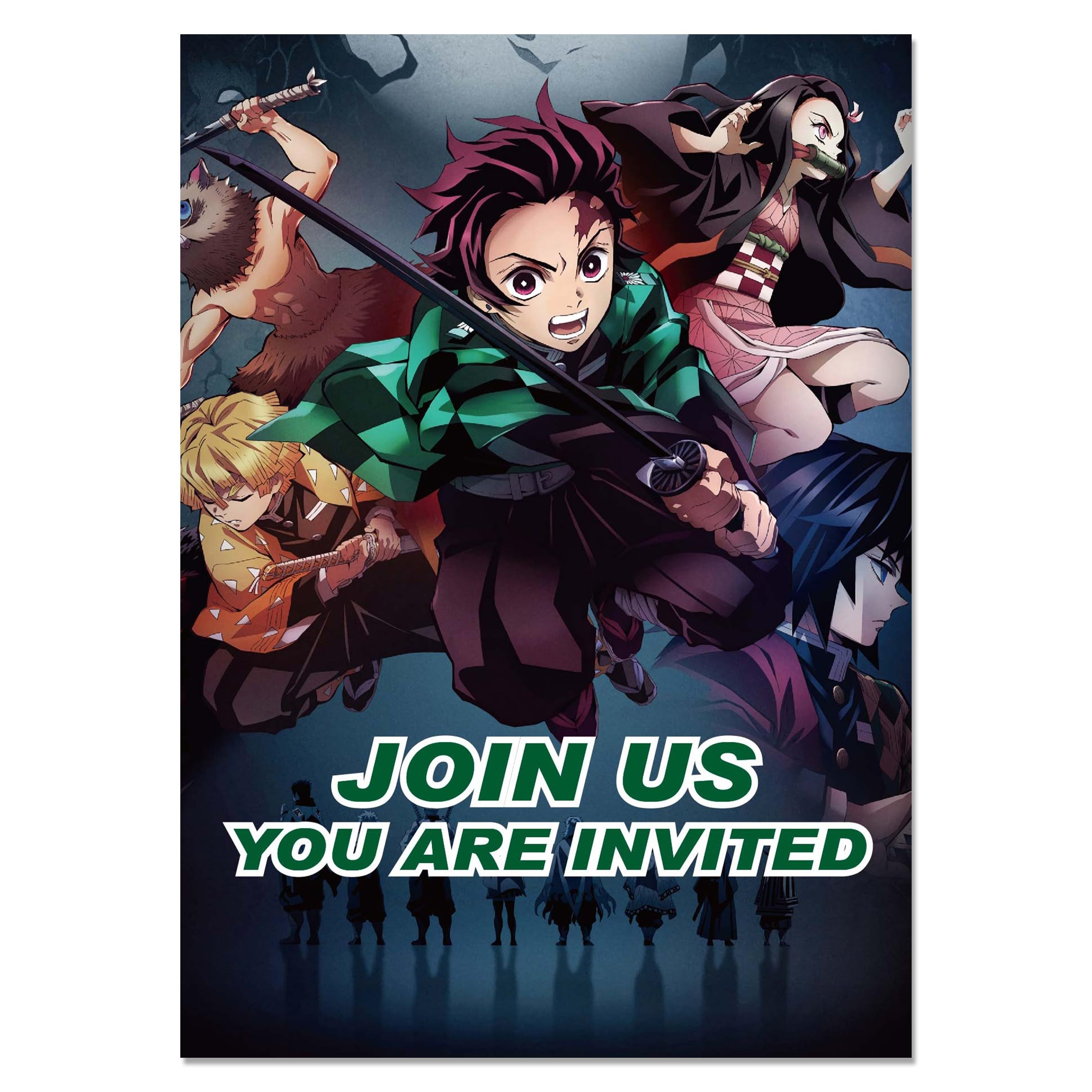 Biglietti Invito Compleanno Demon Slayer - Kit 10 Carte Per Feste A Tema Kimetsu No Yaiba - Foto 7