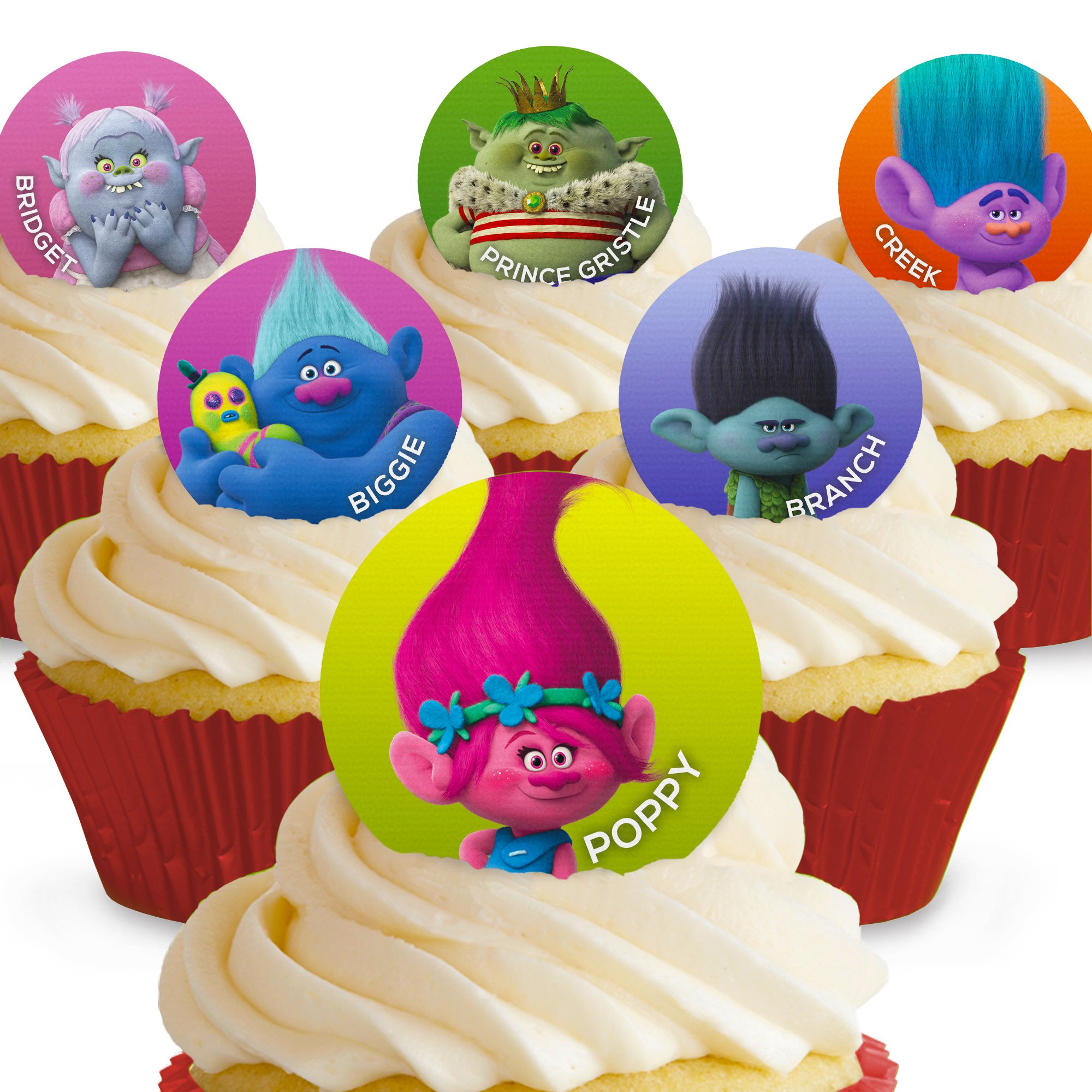 12 x PRE-CUT Trolls Edible Cake Toppers