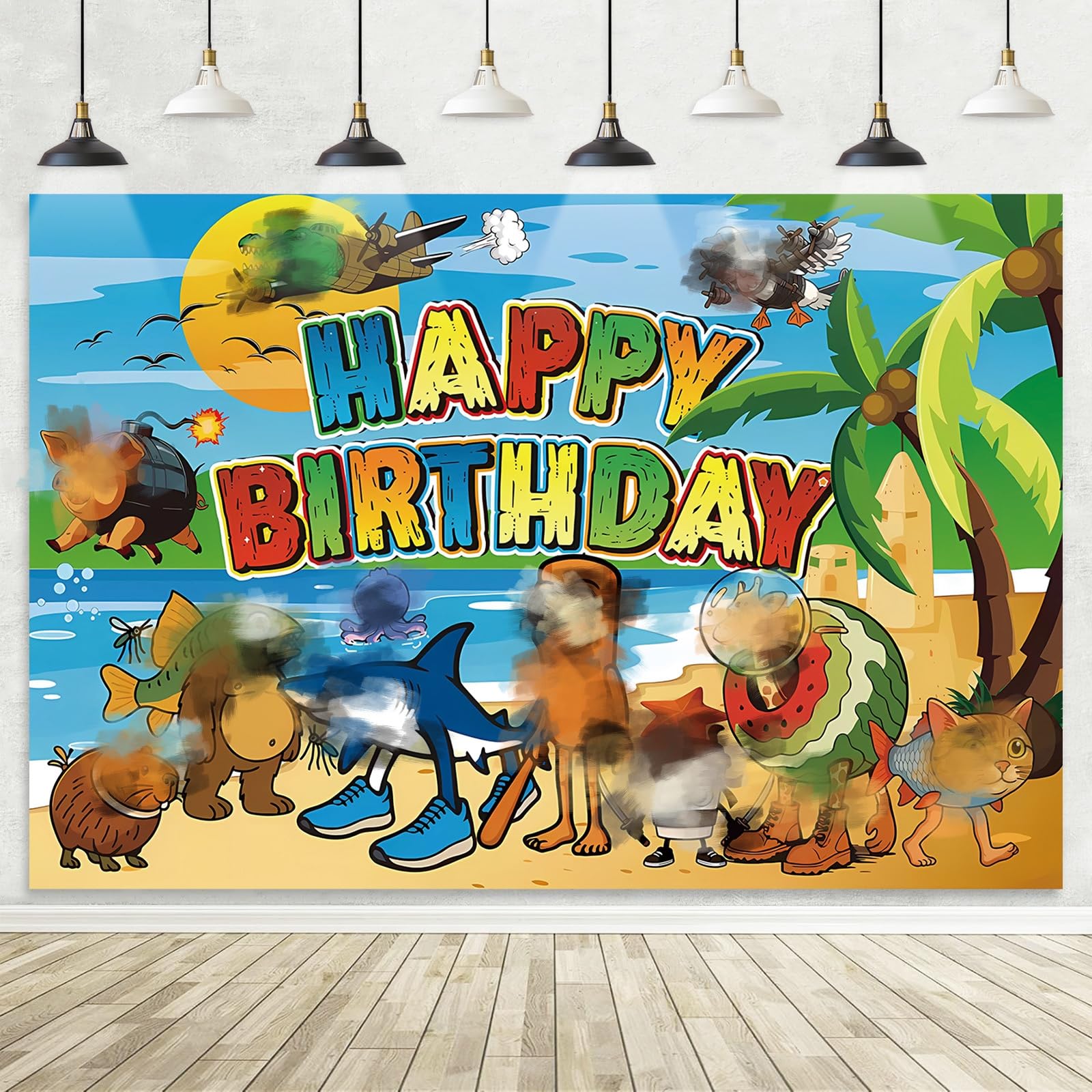 5x3FT Birthday Party Decorations Photography Backdrop, Theme Party Supplies Backdrop, Happy Birthday Banner Background for Kids Boys Girl A — view 2