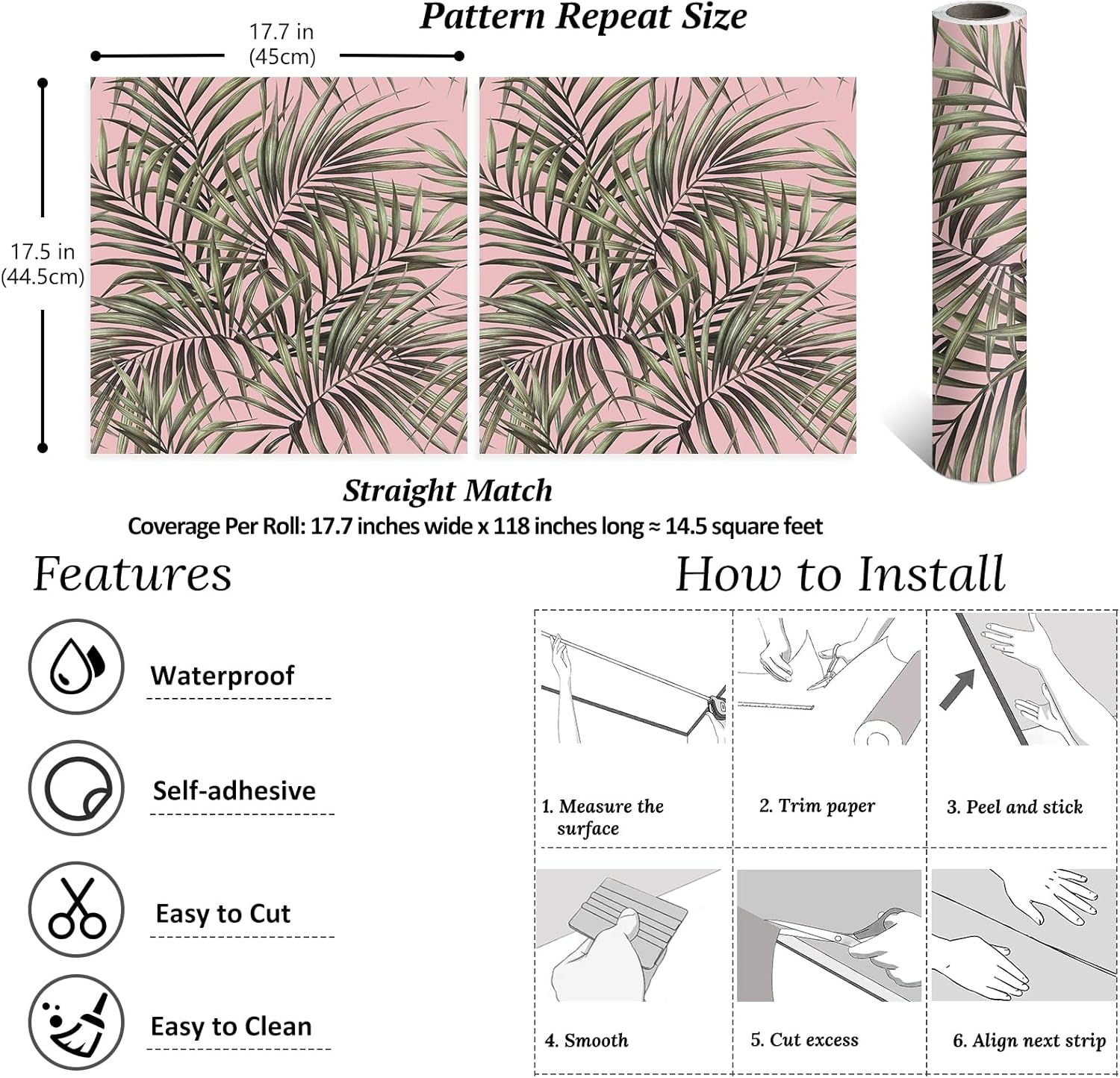 VEELIKE Exotic Pink Tropical Wallpaper Peel and Stick Oasis Palm Leaf Wallpaper for Bedroom Accent Wall 17.7''x354'' Self Adhesive Tropical Contact Paper Pink Wall Paper for Bathroom Living Room