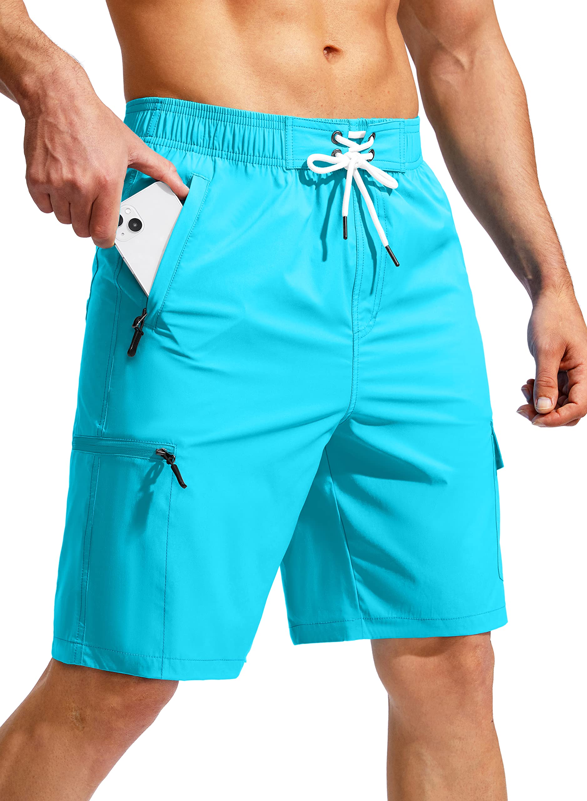 Kayrth Costume da bagno da uomo Quick Dry Board Shorts con 5 tasche Costumi da bagno da uomo - No Mesh Liner, Cielo blu, XX-Large