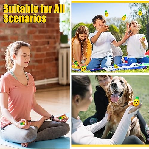 Miniatura 6 de 30 unidades de bolas de estrés de piña, sonríe piña, bolas para apretar, juguete para aliviar el estrés de la fruta para el ejercicio de los dedos,