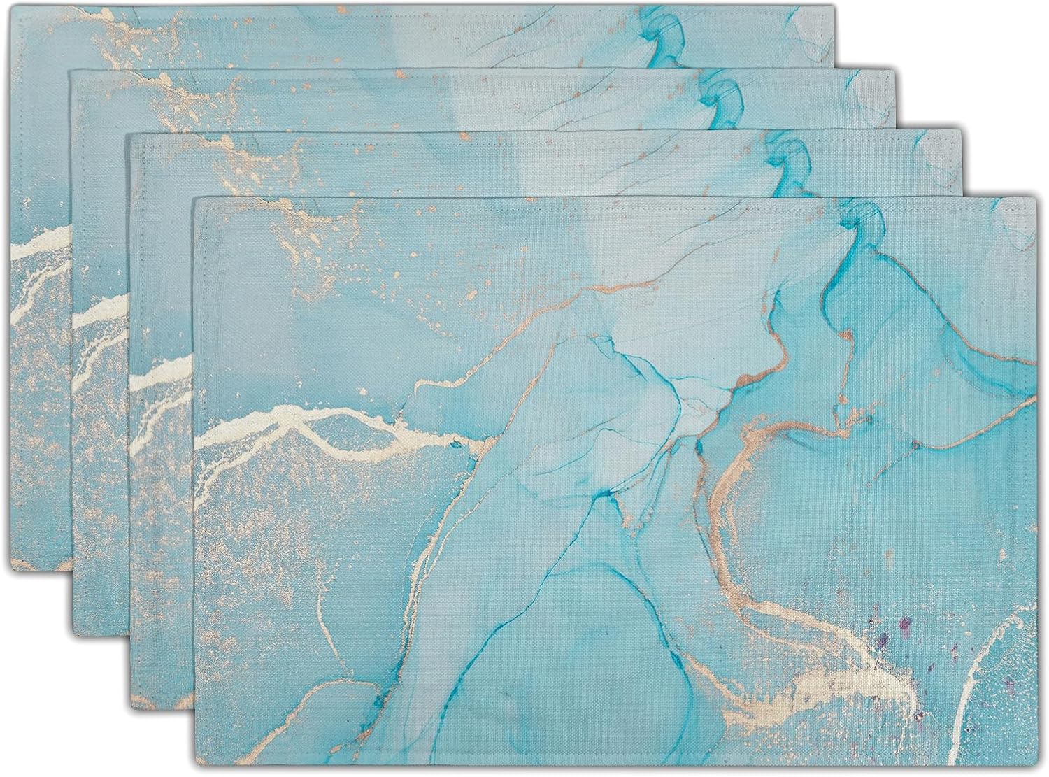 Marble Placemats Set of 4, Teal Turquoise Marble Table Mats
