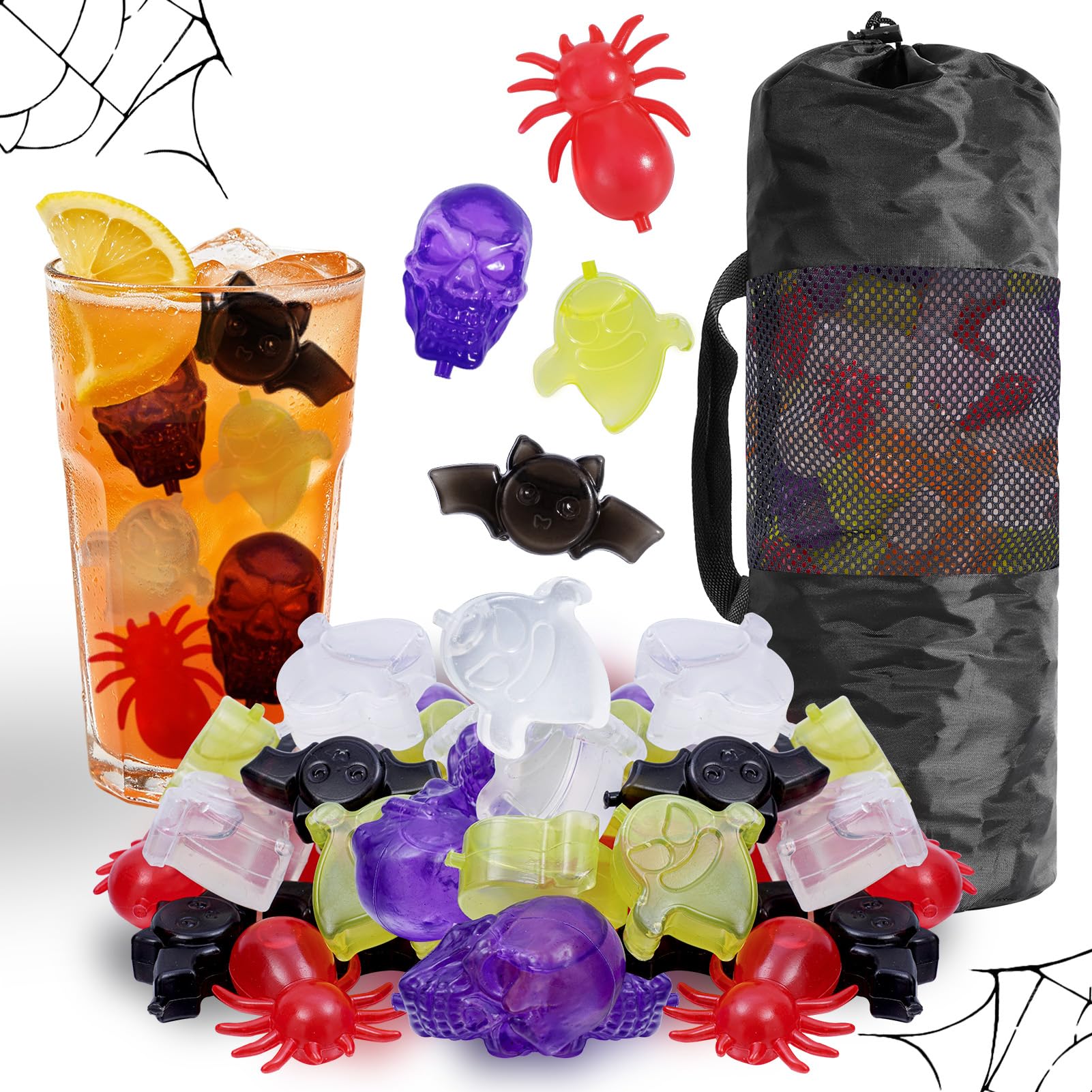 Halloween-Eiswürfel für Getränke, wiederverwendbar, 300 Stück, geformte Kunststoff-Eiswürfel für Dekoration, wiedergefrierbare Eiswürfel, nicht schmelzend, für Halloween-Party, Bar, Heimfeier