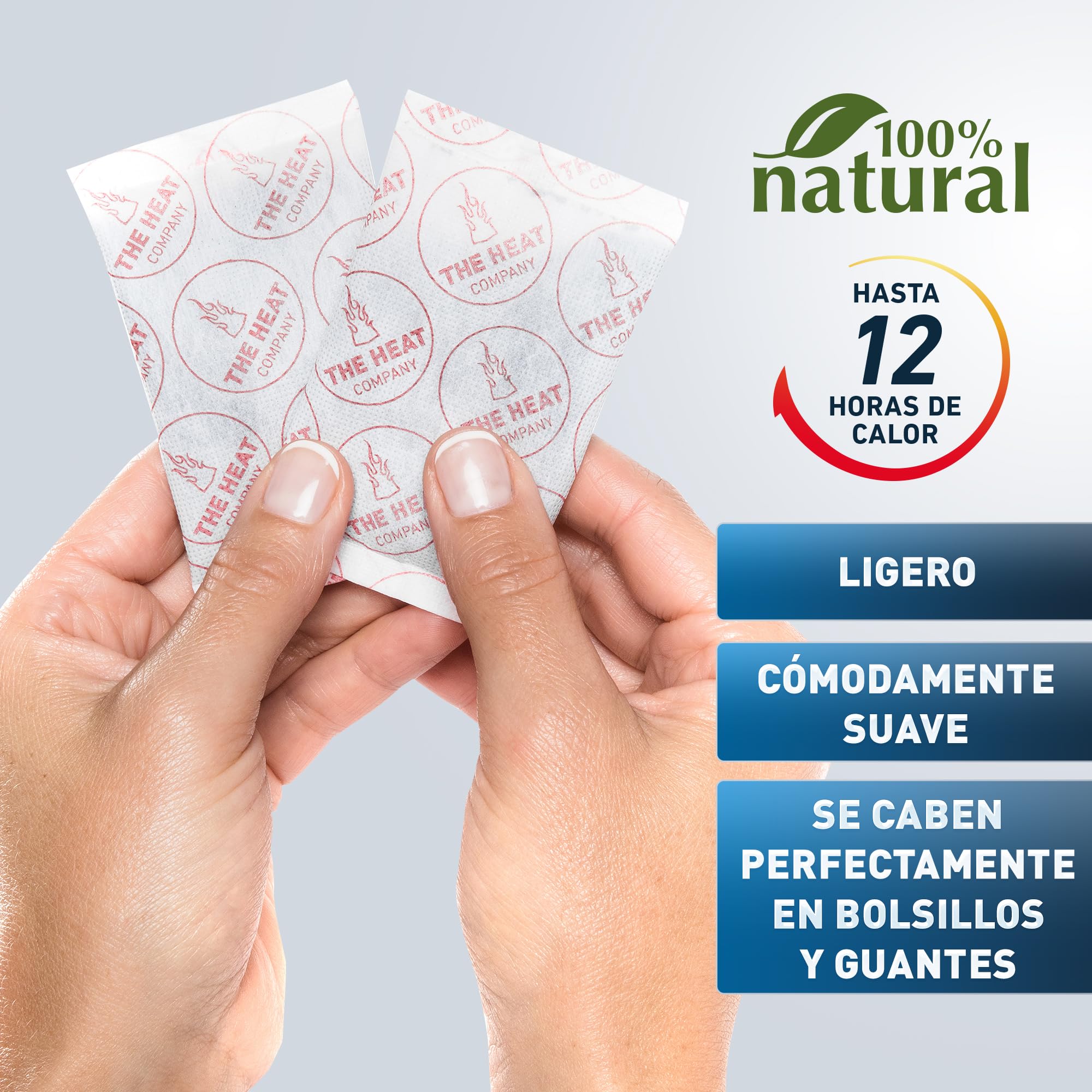 THE HEAT COMPANY Calentadores Manos - 10 o 40 Pares - Extra CÁLIDO - Calienta Bolsillos - 12 Horas de Manos Calientes - Calor instantáneo - Activado por Aire - Puro Natural