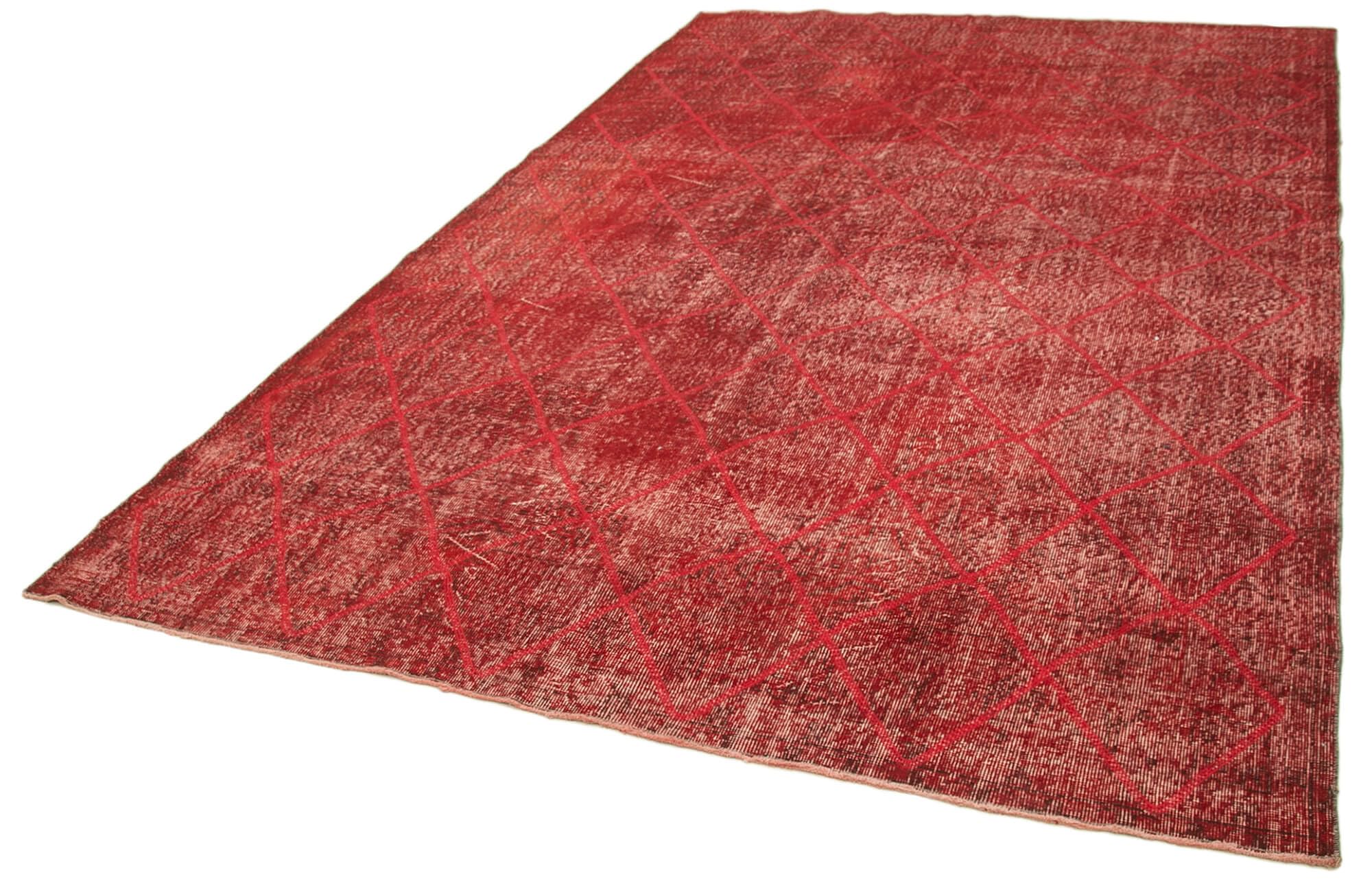 610 x 109 - 209 x 328 Cm Geometric Carpet Red Geometric Bohemian Wool Cotton Handmade Handknotted Vintage