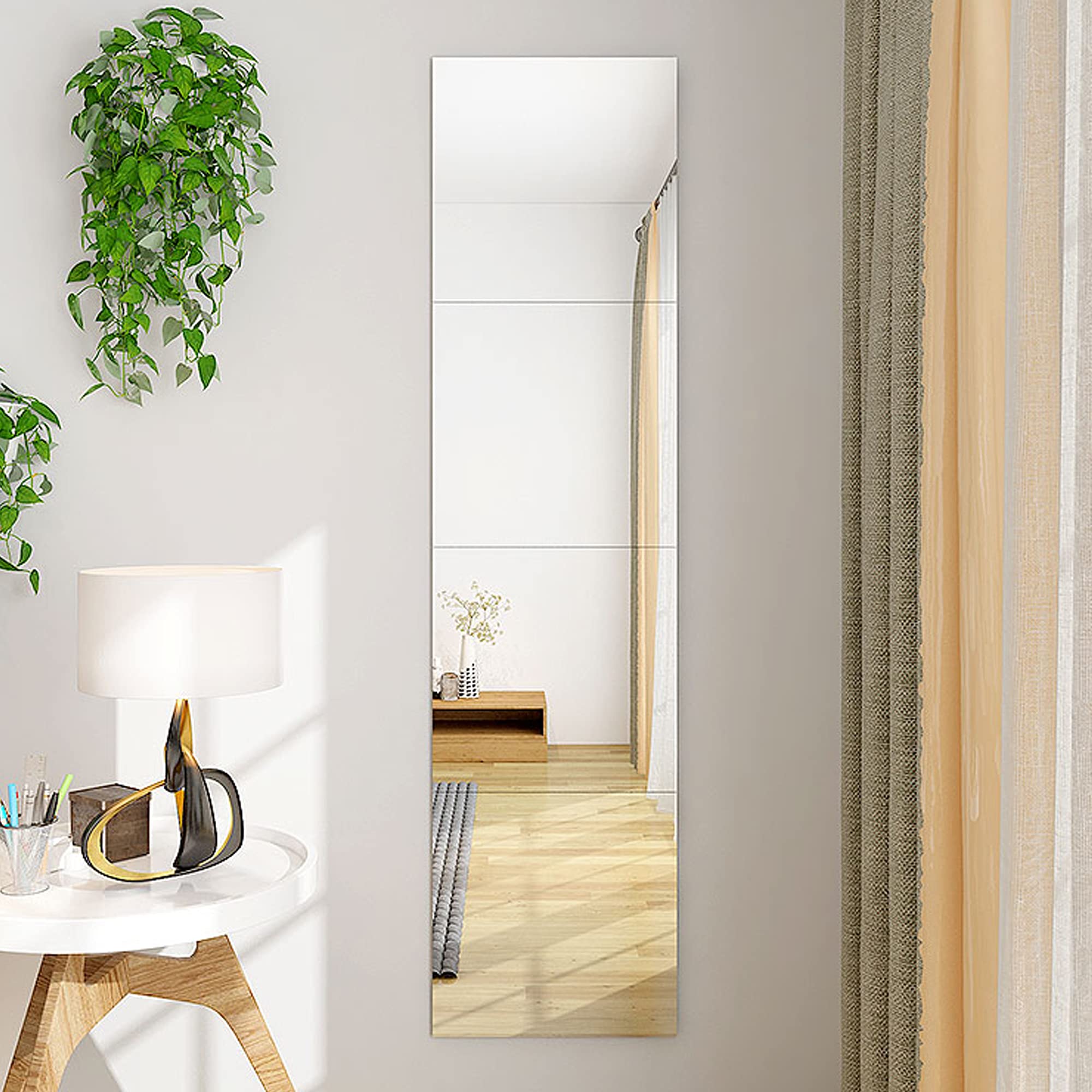 pentaQ Full Length Mirror Tiles 4 Pack, 12x12 Inches, High Definition