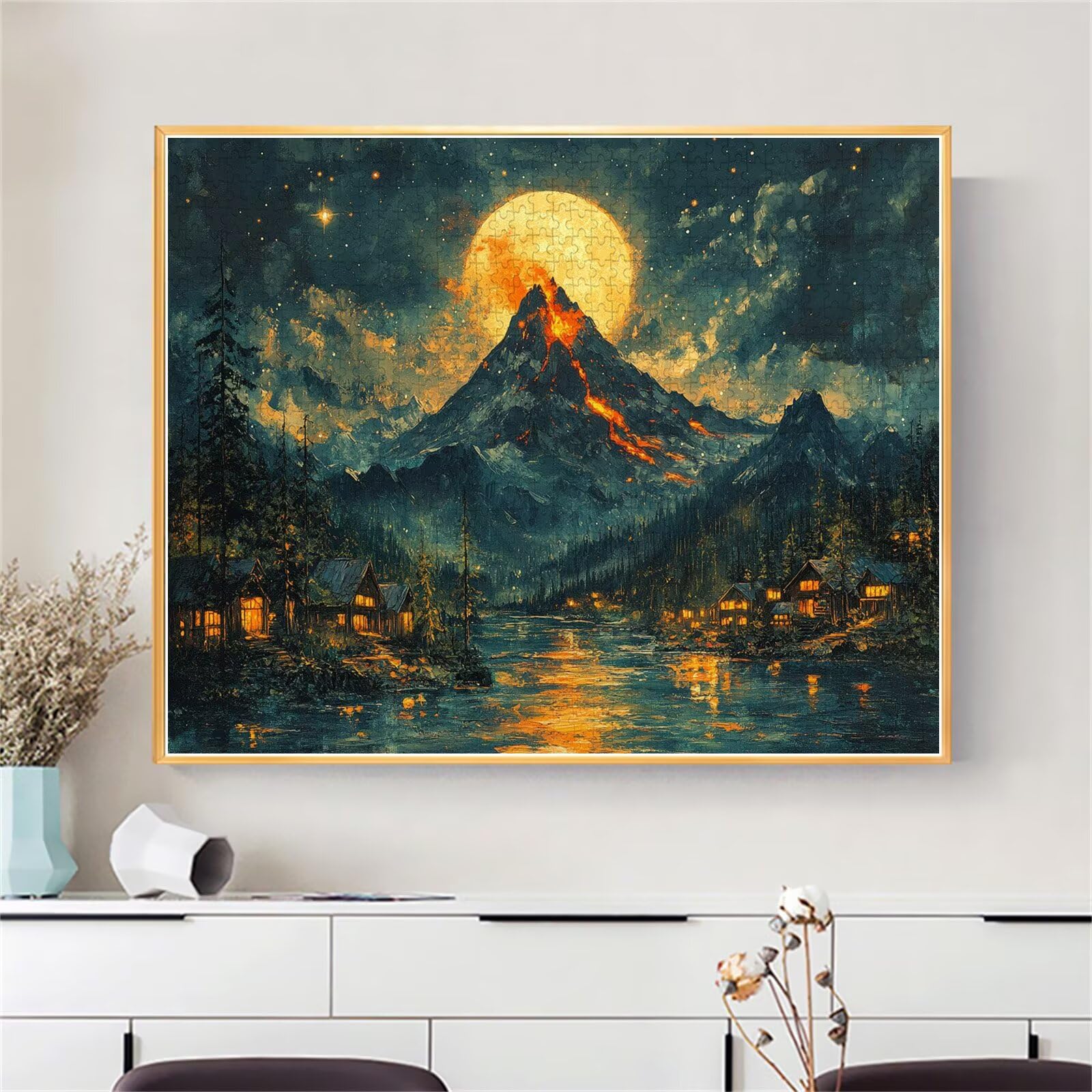 Vulkan Puzzle für Erwachsene Kinder Anspruchsvoll 5000 Teile Impossible Klassische Puzzles Schwer Sternenhimmel ab 8 9 10 Jahre für Mädchen Jungen Jigsaw Kunst Educa, für Geschenke 105x156cm t-369