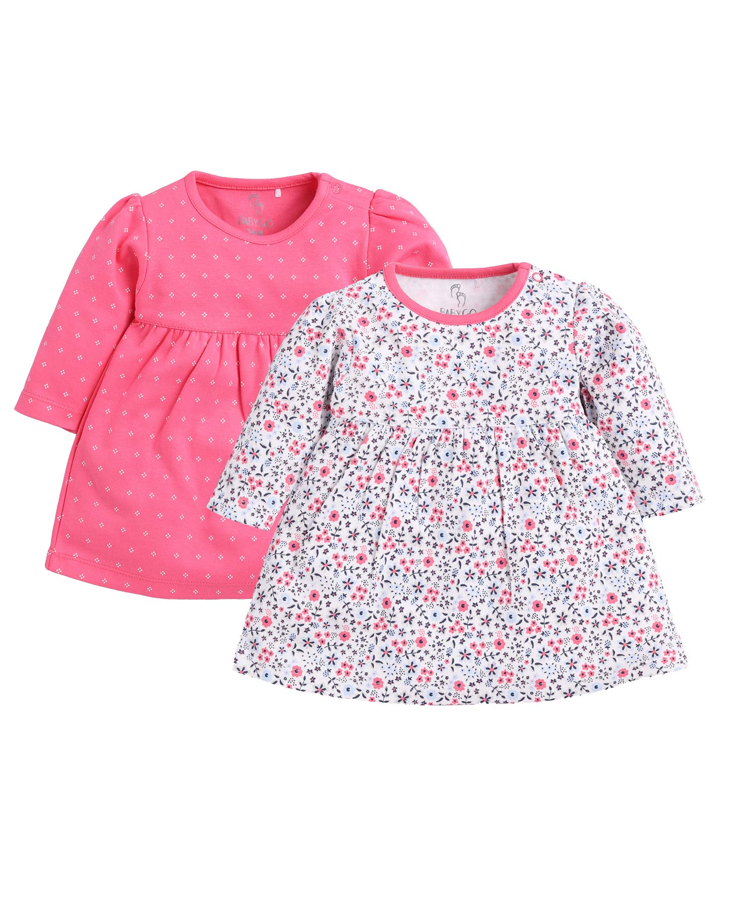 BABY GOFull Sleeve Regular Round Neck A Line Frocks for Baby Girls (Pack of 2)