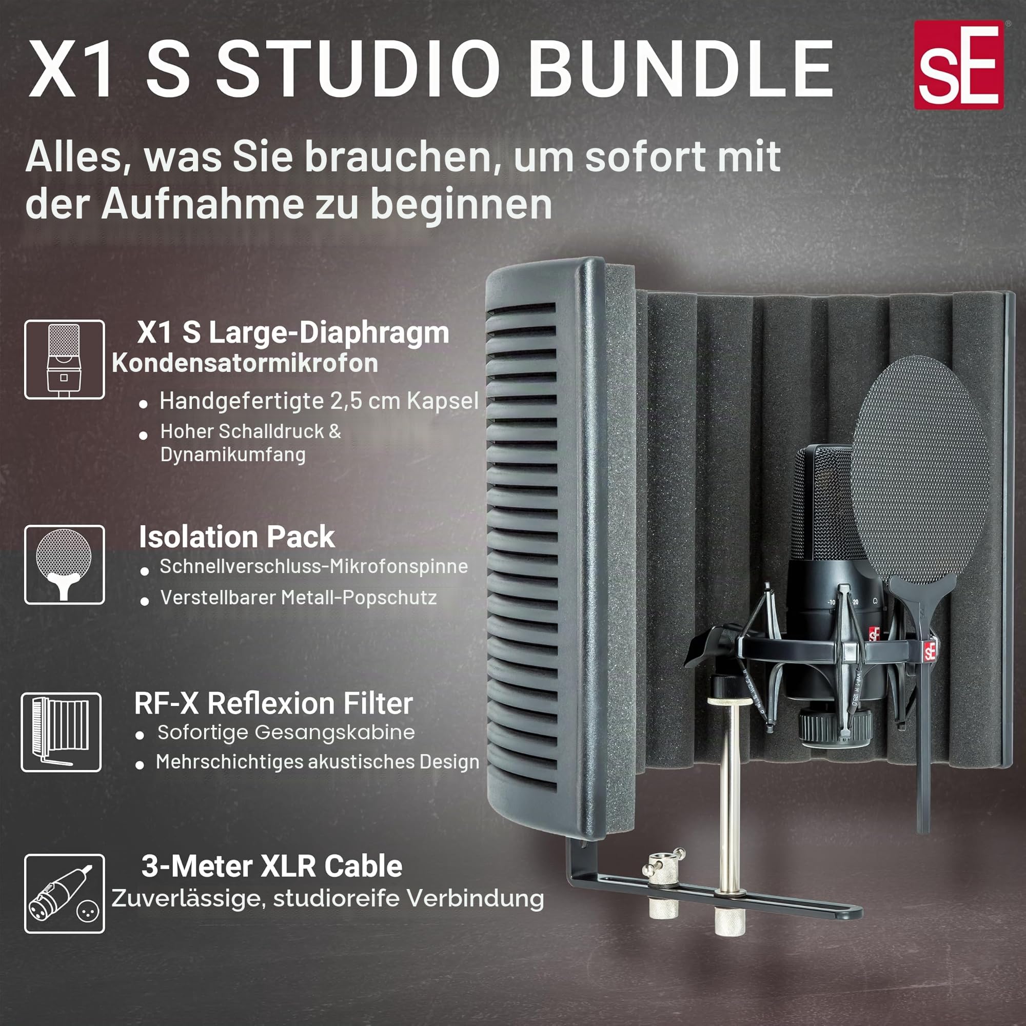 SE ELECTRONICS X1 S Mikrofon und Akustik Panel Set