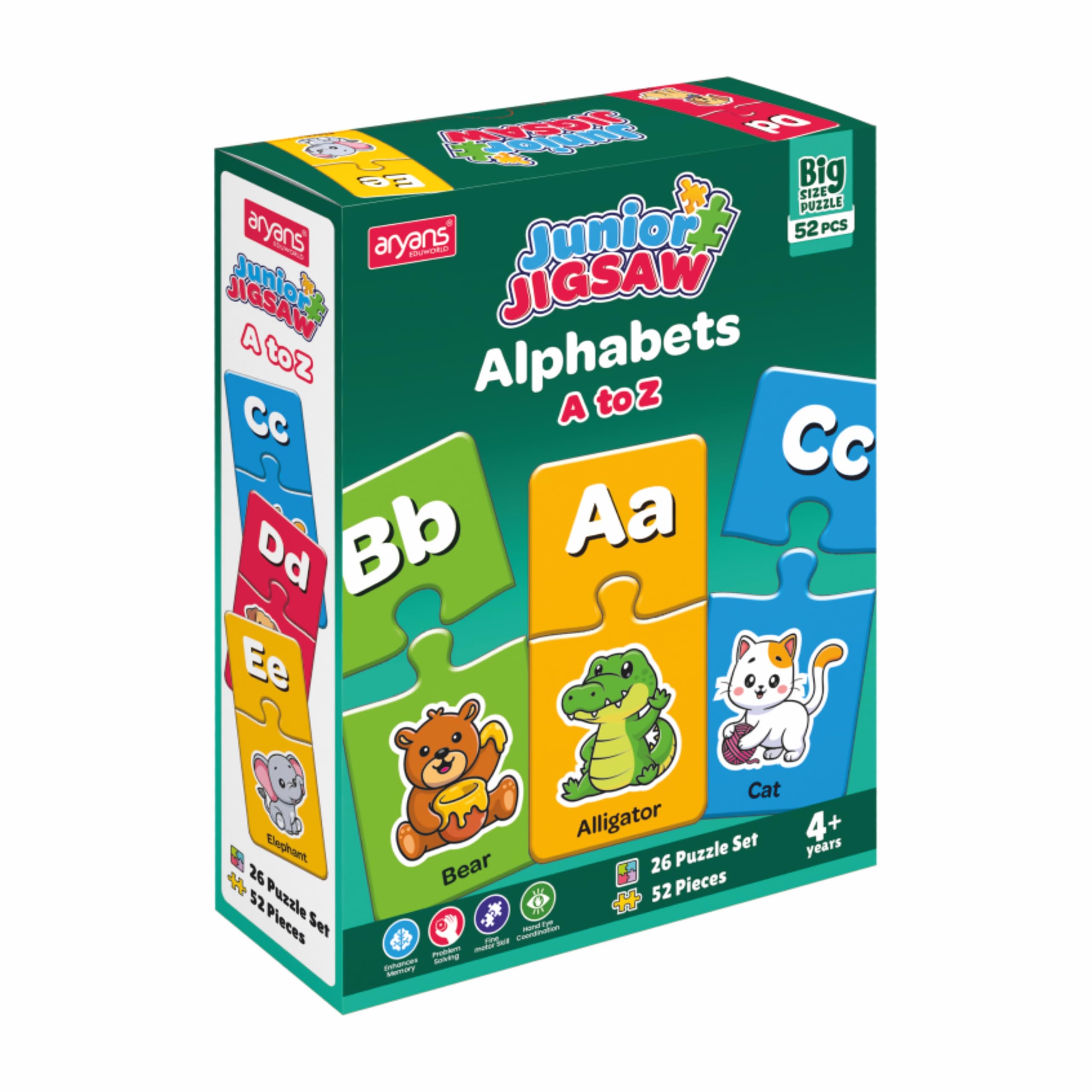 Aryans Junior Jigsaw Alphabets A to Z Puzzle for Kids - 26 Letter Sets, 52 Pcs Educational Toy for Ages 4+-picture-28