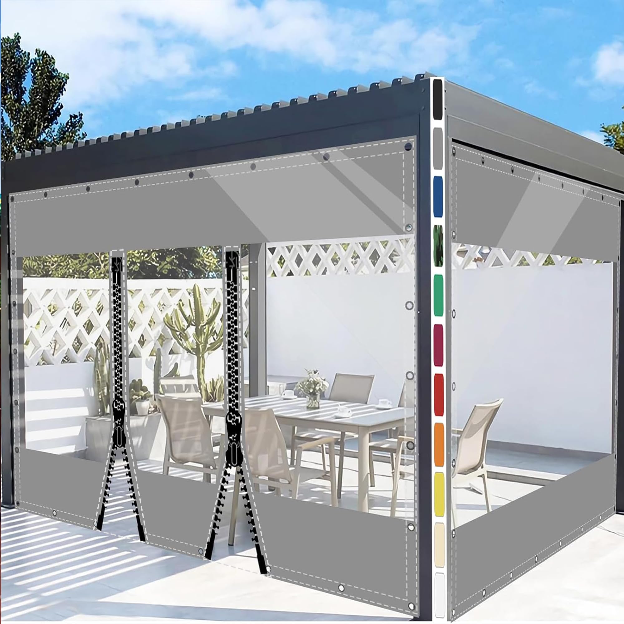 SDLLG Transparent PVC Tarpaulin, 0.5 mm 600g/㎡ with Eyelets,2mx7.2m — image 1