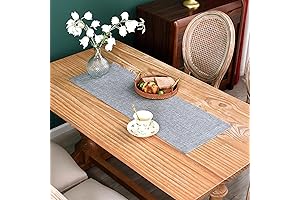 NEWISHER Dark Grey Farmhouse Rustic Table Runner