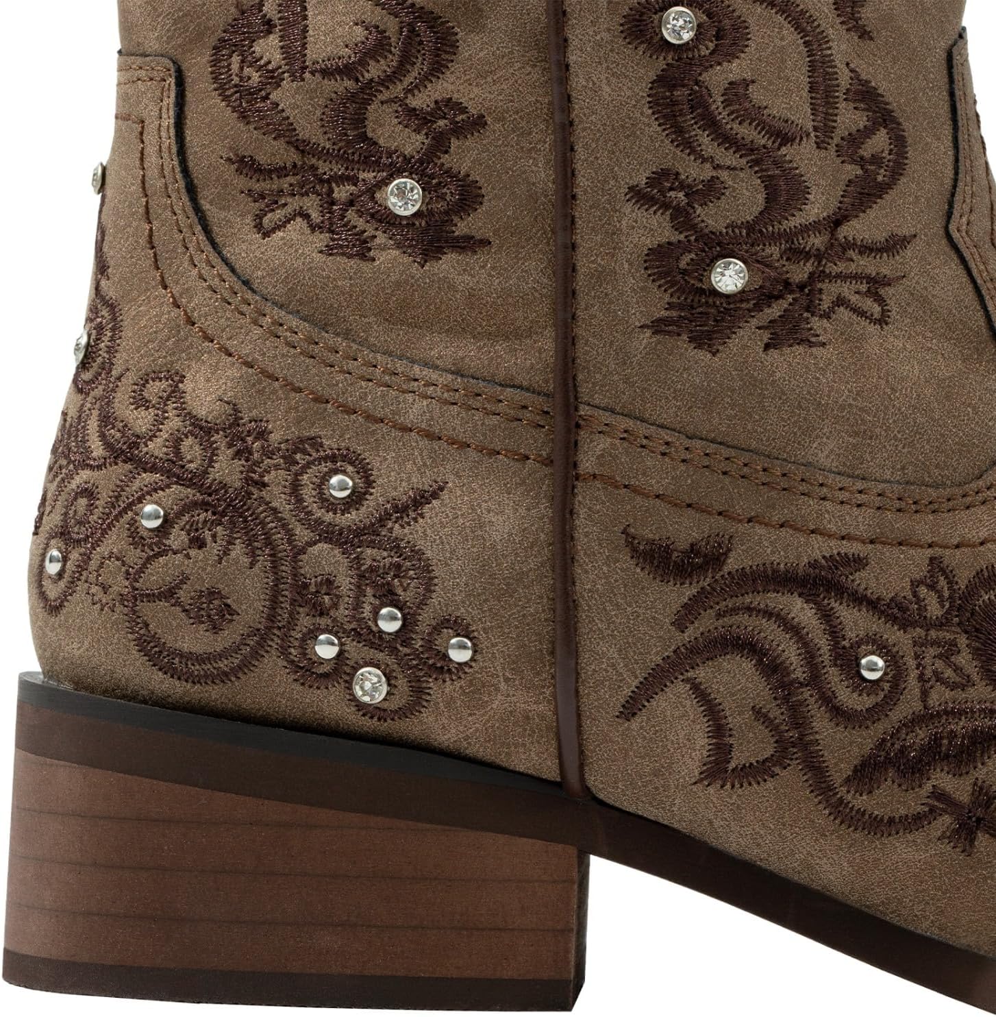 SheSole Women Cowboy Boots Sparkle Western Cowgirl Boots for Ladies Rhinestone Wide Square Toe Mid Calf Floral Shoes - Image 4