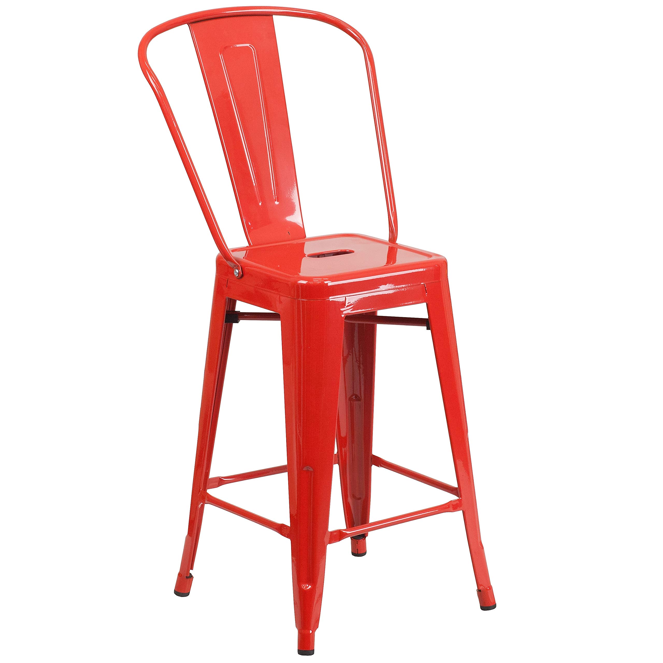 Flash Furniture Red / 1 Pack / Metal Seat Stools & Bar Chairs