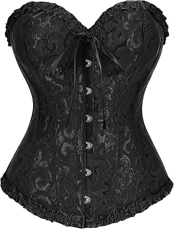 WHIPPY Womens Bustier Corset Tops for Women Lace Up Boned Overbust Bustier Shapewear Lingerie Top Waist Training Corset