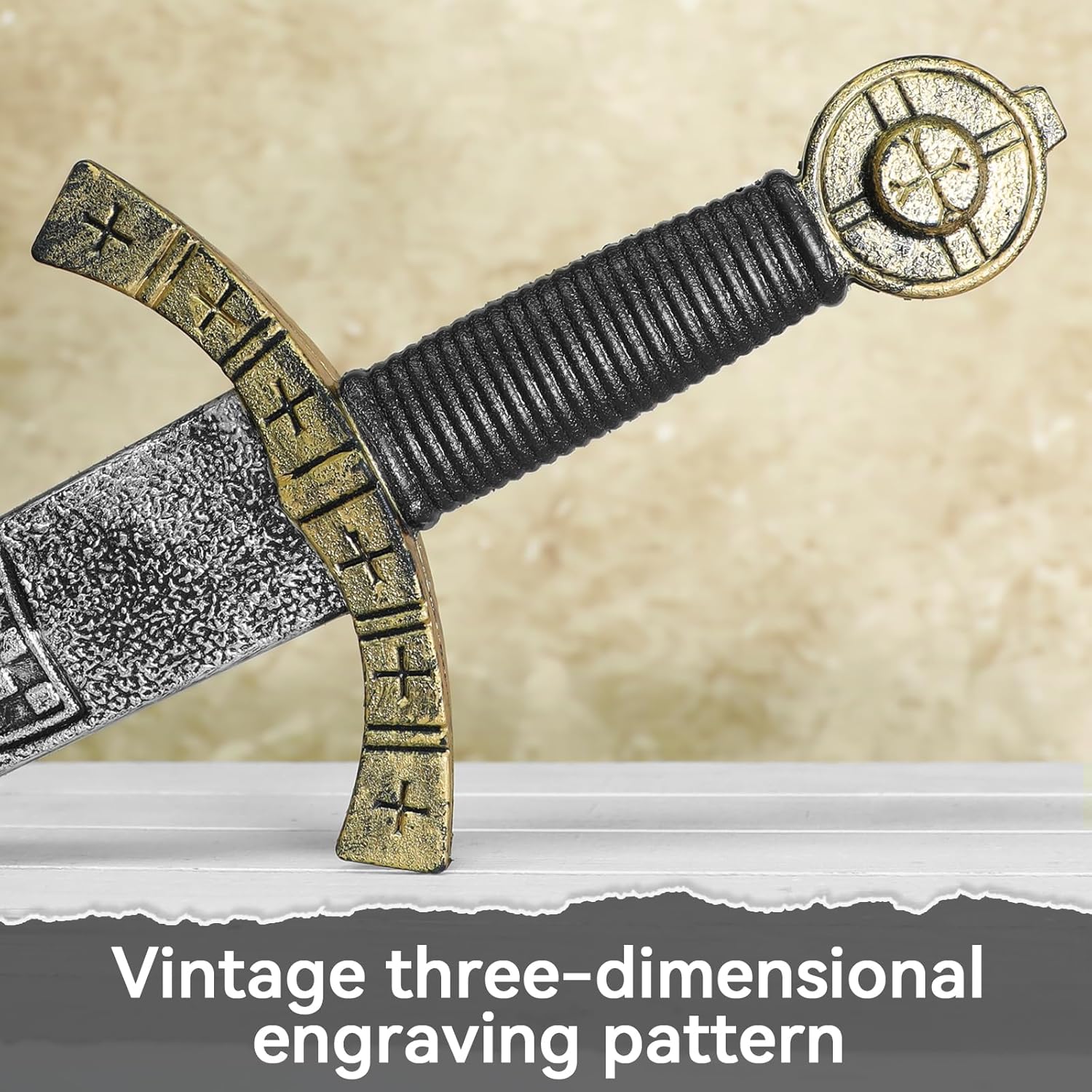 quescu 2pcs Knight Toy Sword,Plastic Roman Sword for Medieval Warrior Costume Accessories,Halloween Cosplay LARP,Props - Image 6