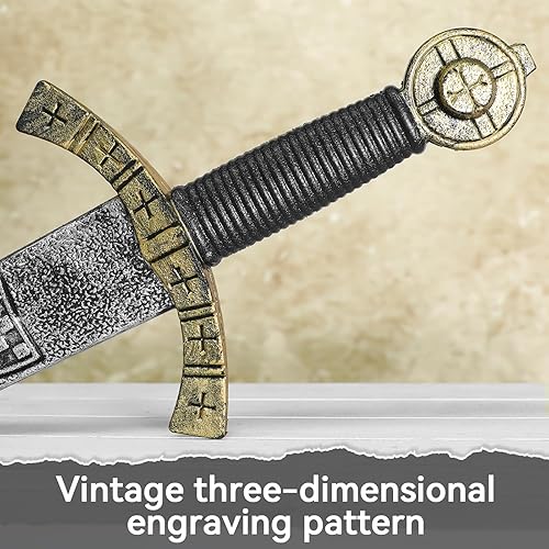 Miniatura 6 de quescu 2 espadas de juguete de caballero, espada romana de plástico para accesorios de disfraz de guerrero medieval, Halloween Cosplay LARP,