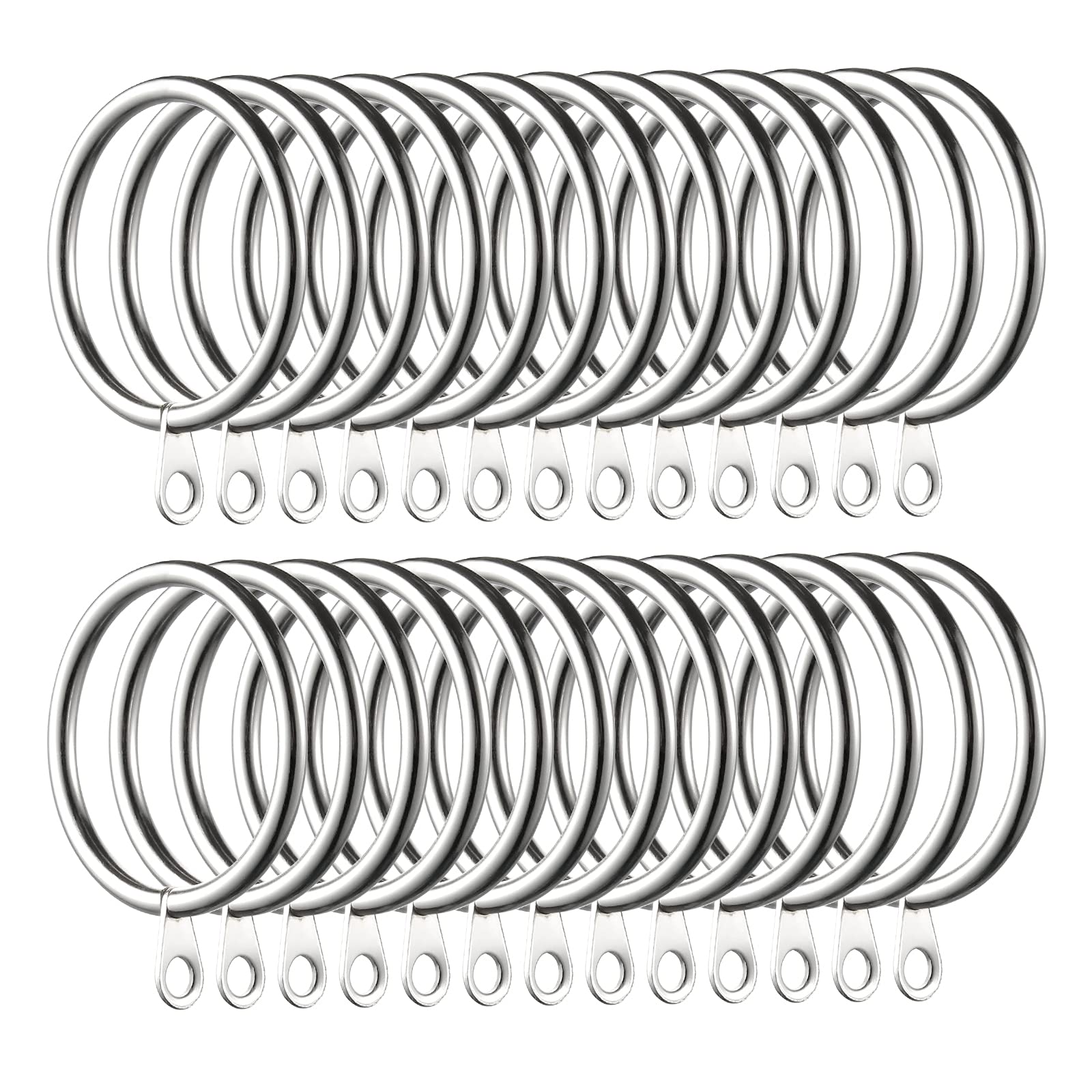 60 Pezzi Anelli per Tende in Metallo Anelli Bastone Tenda Anti Ruggine per Tenda Anelli Appesi per Tende e Canne, 37mm/38mm Diametro Interno (Argento)
