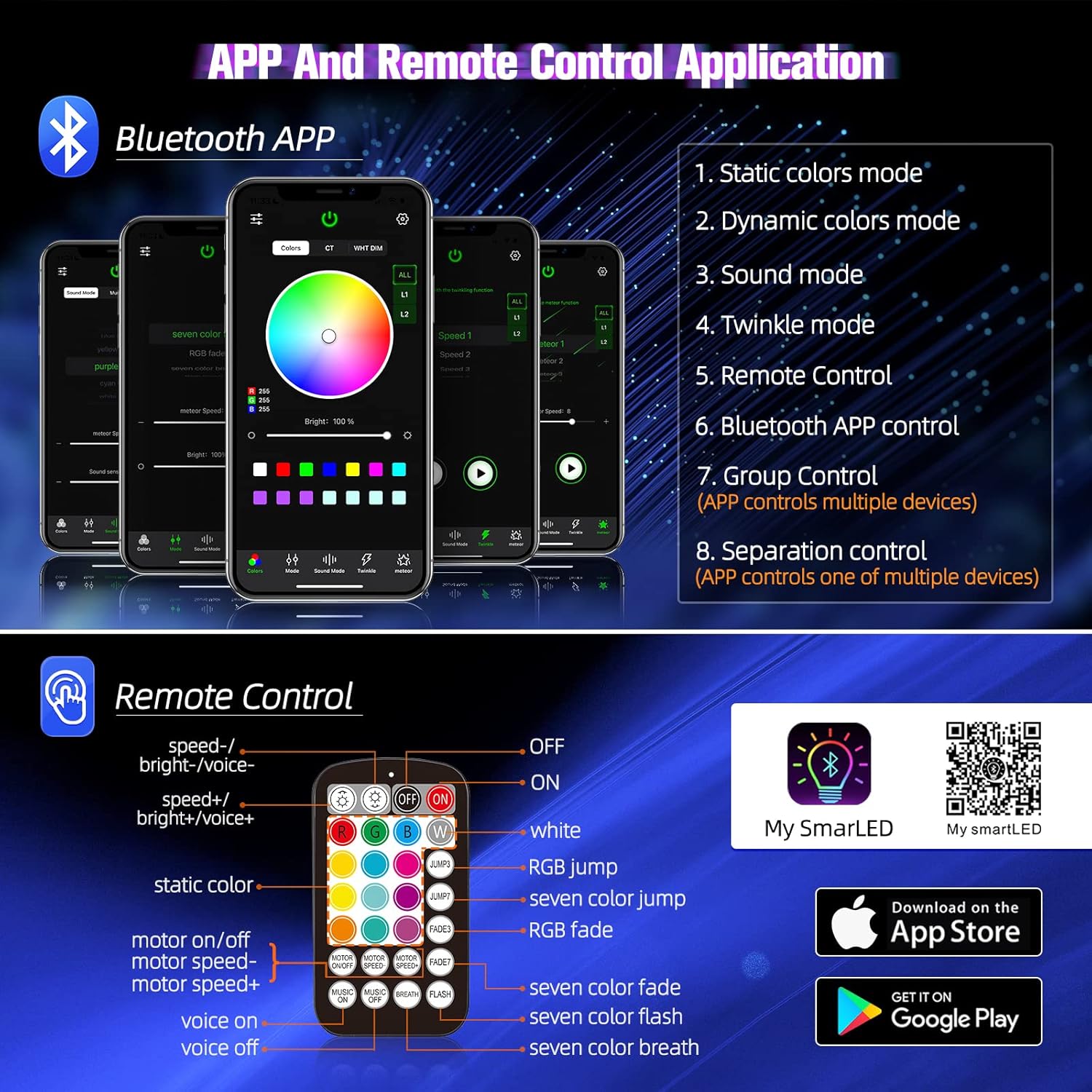 16W Twinkle Starlight Headliner Kit, 260pcs*0.03in*6.5ft Fiber Optic Strands Bluetooth APP/Remote/Music Control, RGBW Car Star Ceiling Light Kit+Adapter+Car Use Plug for Home/Theater