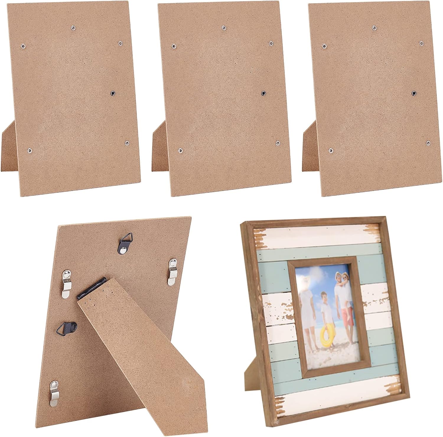 BENECREAT 8 Pack 5x7 inch Picture Frames Adjustable Easel