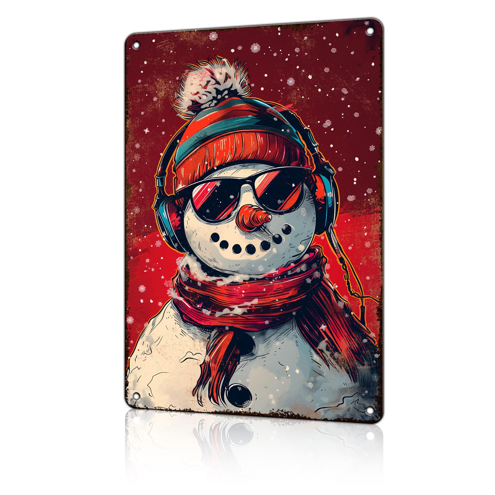 Anceky Winter Sign Snowman Winter Tin Sign Retro Aluminum Metal Sign Wall Decor for Cafe Garage Kitchen Yard Outdoor 12×16 Inch