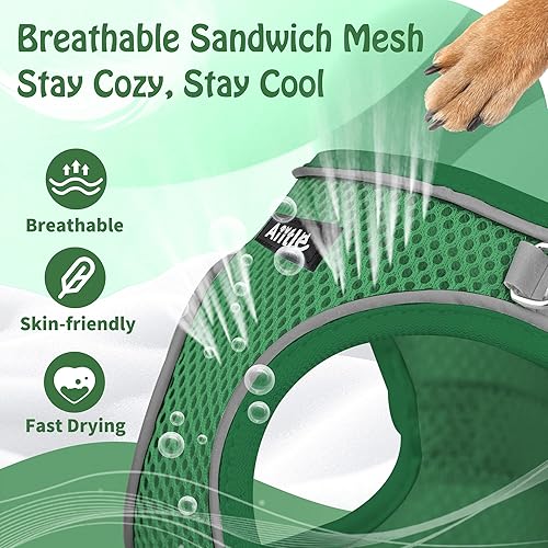 Miniatura 60 de AIITLE Arnés Escalonado para Perro y Juego de Correa - Chaleco Arnés a Prueba de Escape Sin Tirones con Malla Suave y Bandas Reflectantes, Arneses