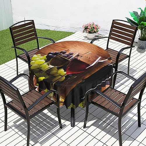 Miniatura 6 de Mantel redondo con estampado de vino, lavable, resistente al agua, a prueba de derrames, lavable, reutilizable, para decoración de mesa de cocina,