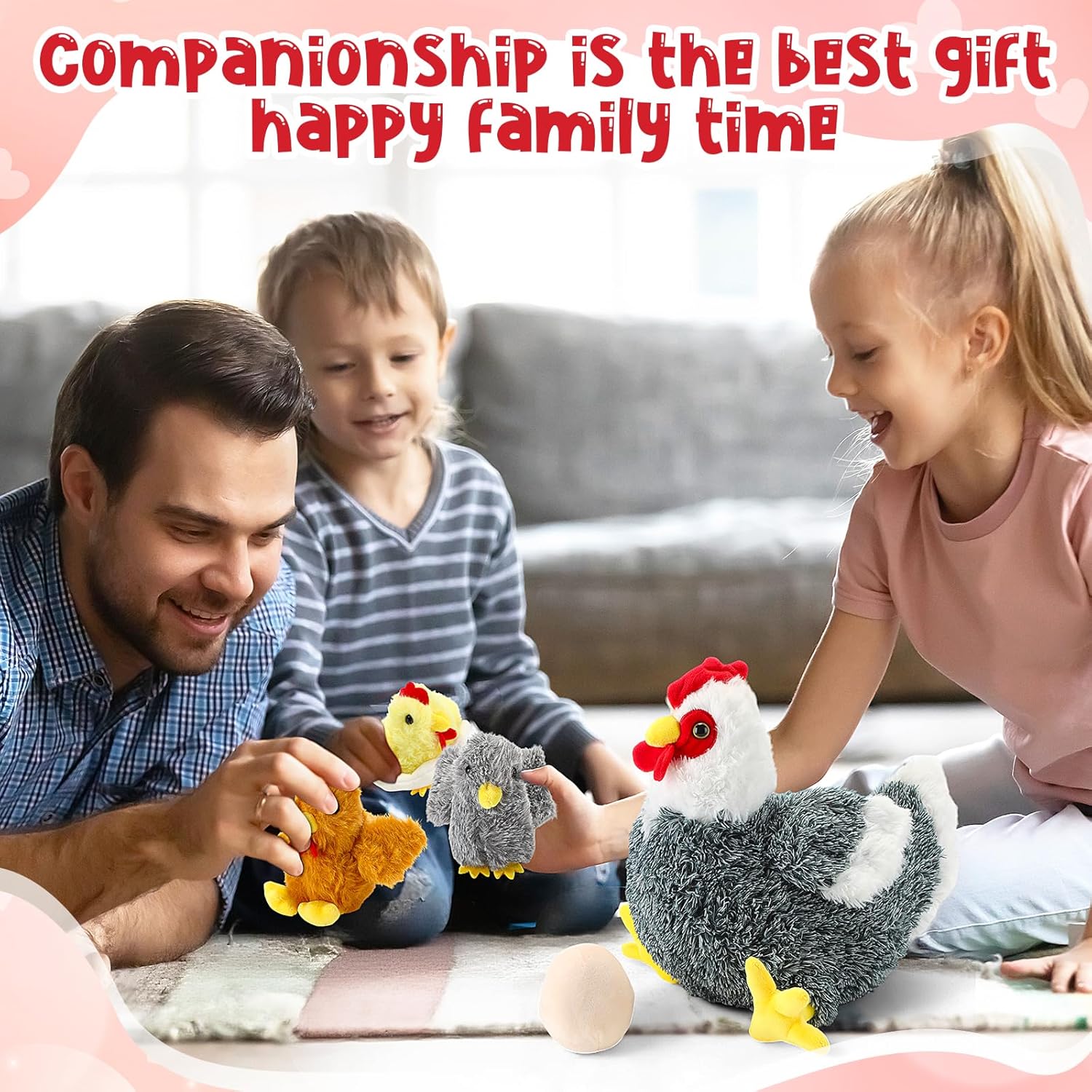 Skylety 5 Pcs 12 Inch Standing Penny The Hen Chicken with Eggs and Nest Cute Chicken Stuffed Animal Plush Toy Gift Easter Party Favor for Boys Girls Birthday Supplies