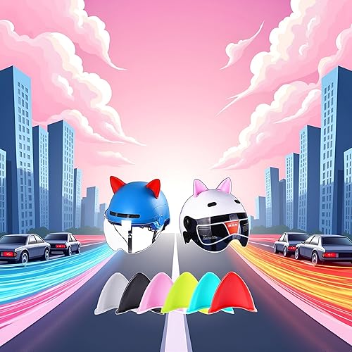 Miniatura 3 de 2 piezas de decoración de casco rosa autoadhesivas, orejas de gato, accesorio para motocicleta, adecuado para lindos cascos de niñas