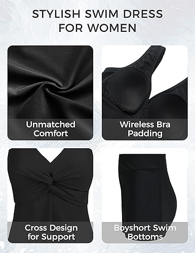 Miniatura 5 de Wantdo - Vestido de baño adelgazante traje de baño de una pieza estilo pavo real vintage para mujer