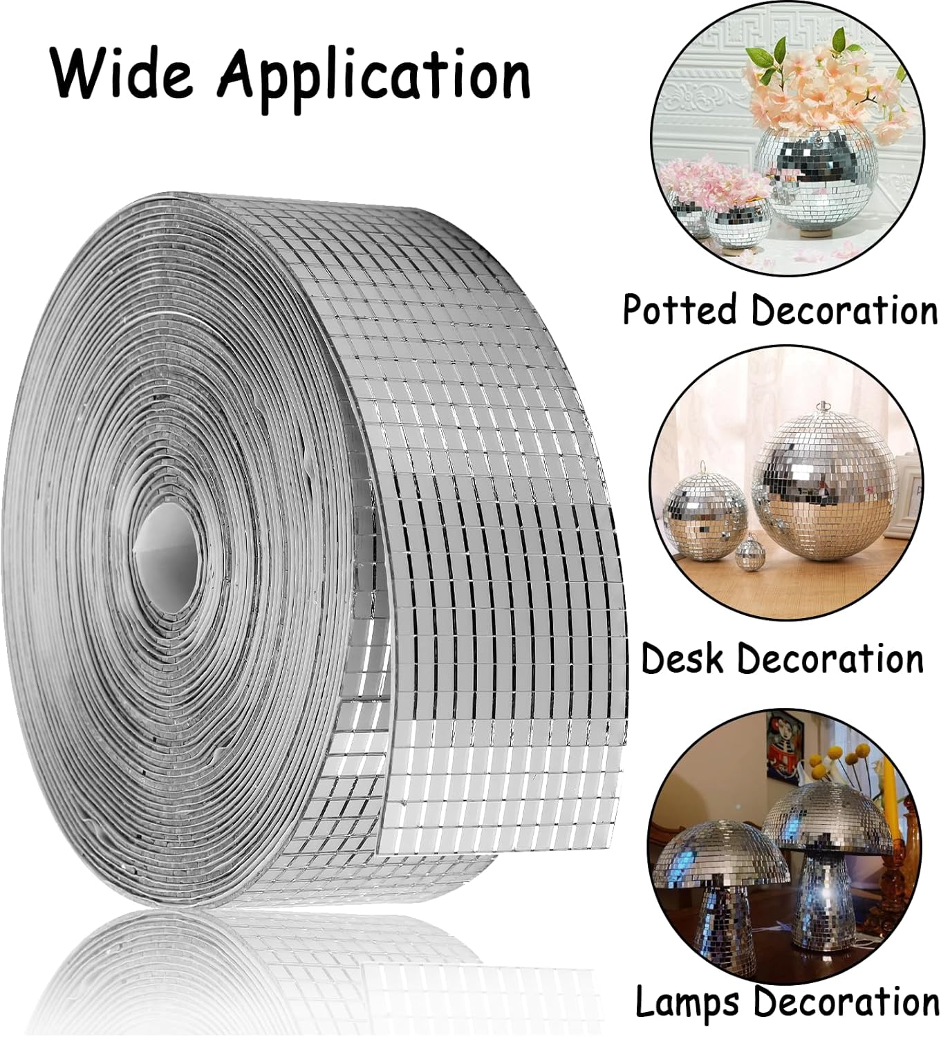 Disco Ball Mirror Tiles Self Adhesive Disco Ball Tapes Stickers Small Square Mirror Mosaic Tiles for Crafts & DIY Decoration Accessory (24000 Pcs)