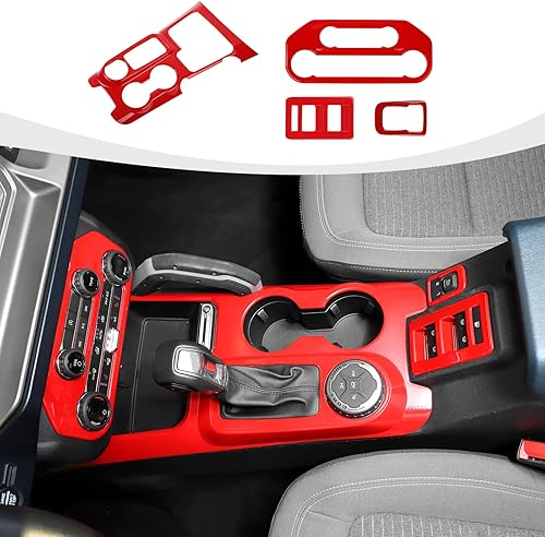 RAZPOY Kit de moldura interior para Bronco 4 piezas cubierta del panel de palanca de cambios y calcomanía para interruptor de aire acondicionado y